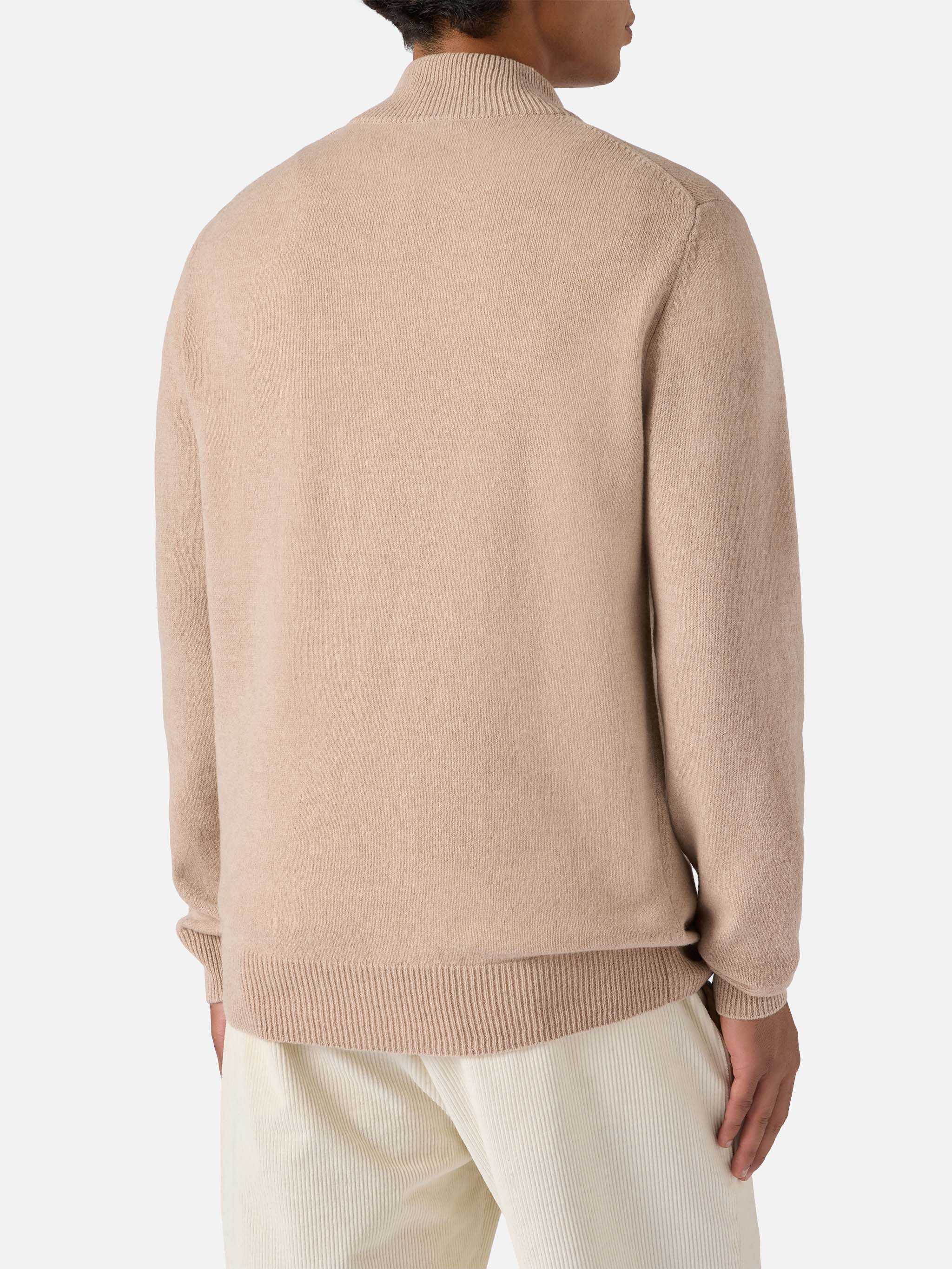 Jermyn Half-Zip Sweater Lambswool Beige Brown
