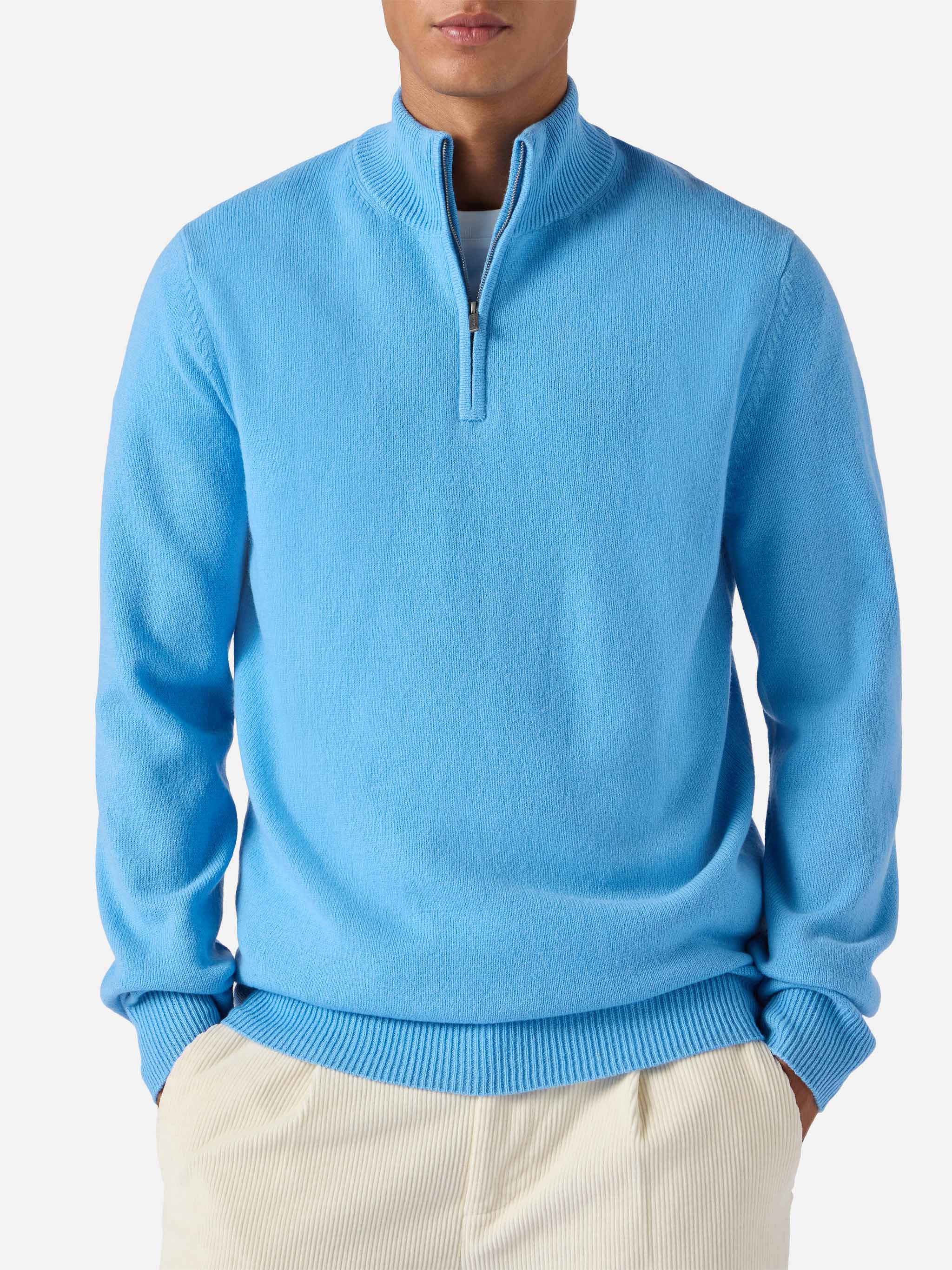 Jermyn Half-Zip Sweater Lambswool Powder Blue