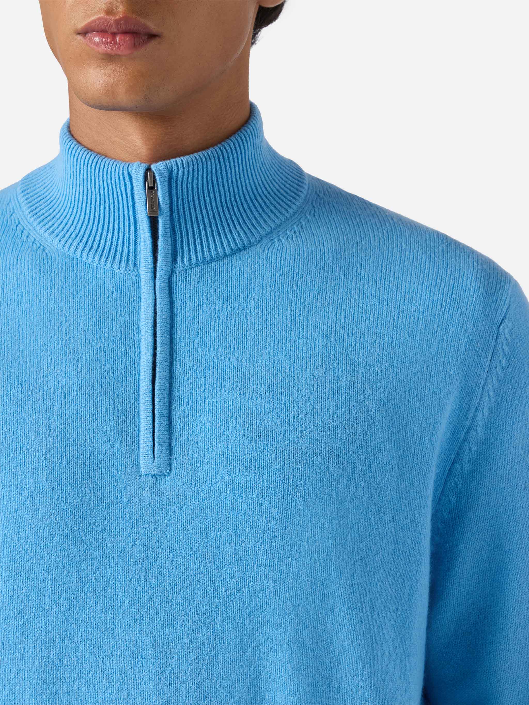 Jermyn Half-Zip Sweater Lambswool Powder Blue