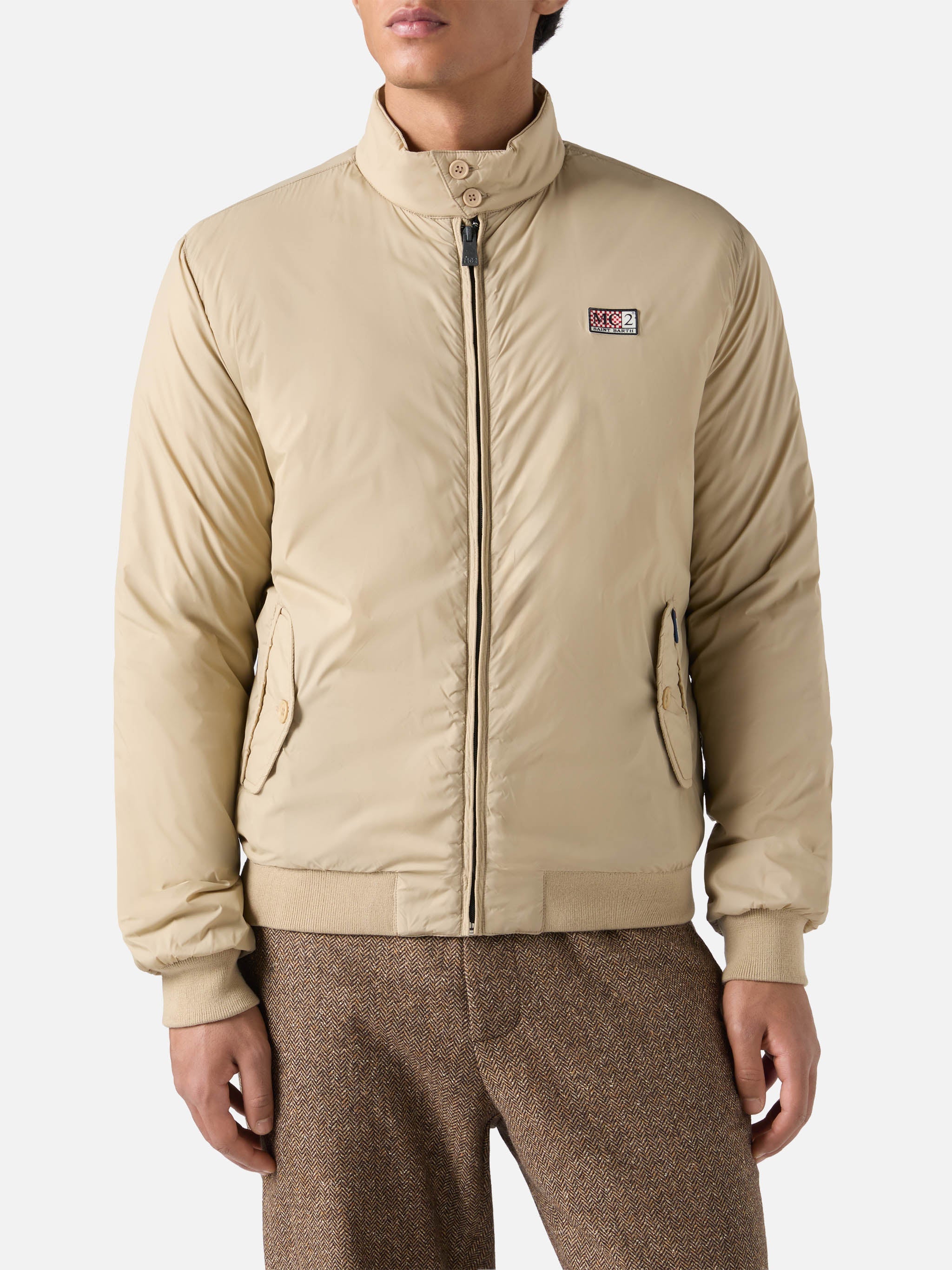 Jet Lightweight Bomber Jacket Beige Coat