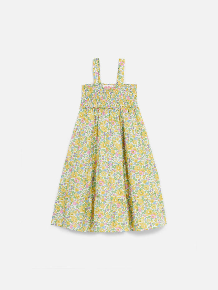 Girl Cotton Dress Jemine Jr With Betsy Print | Made Liberty Fabric Yellow