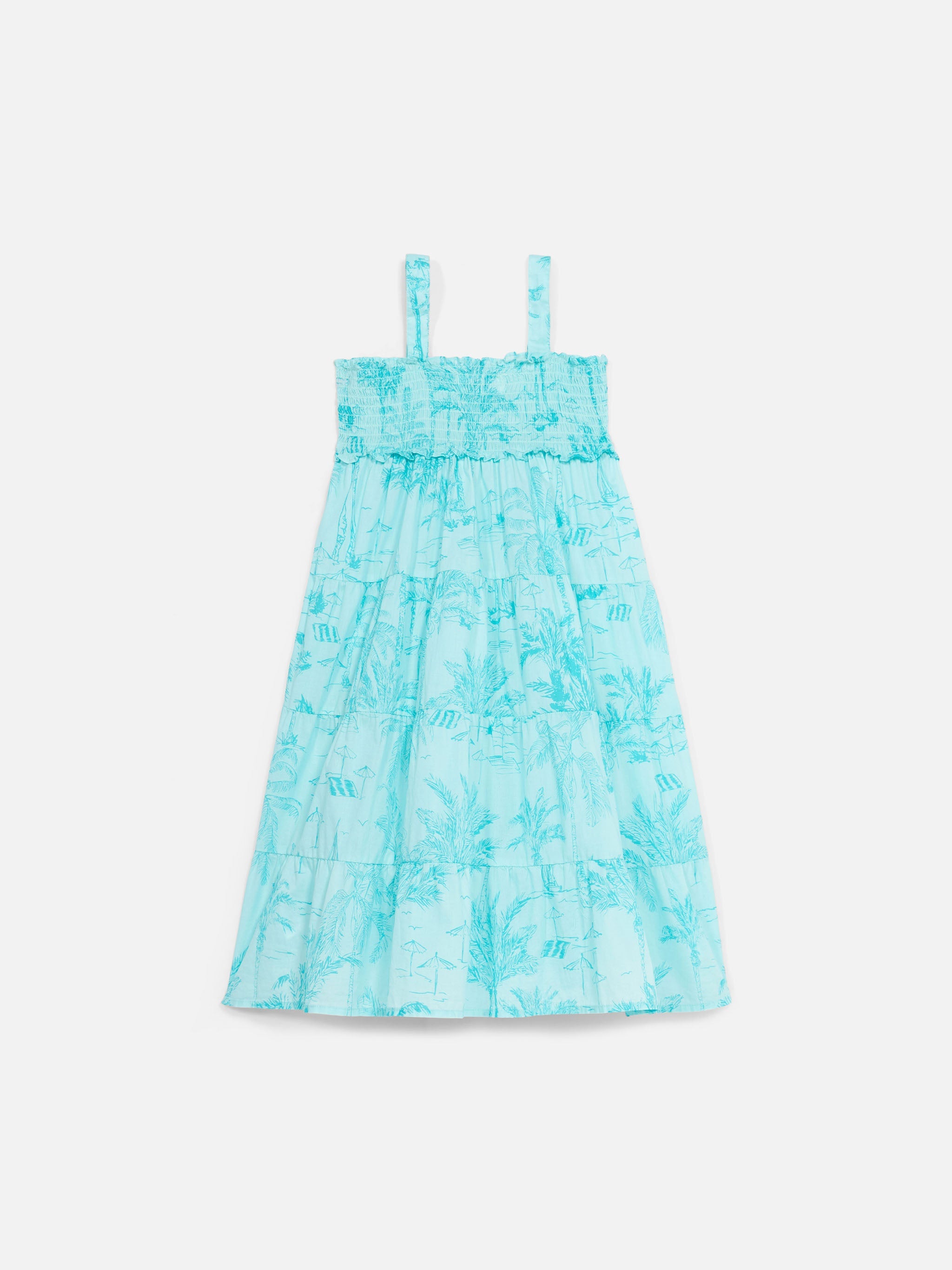 Girl Cotton Dress Jemine Jr With Toile De Jouy Print Verde Acqua