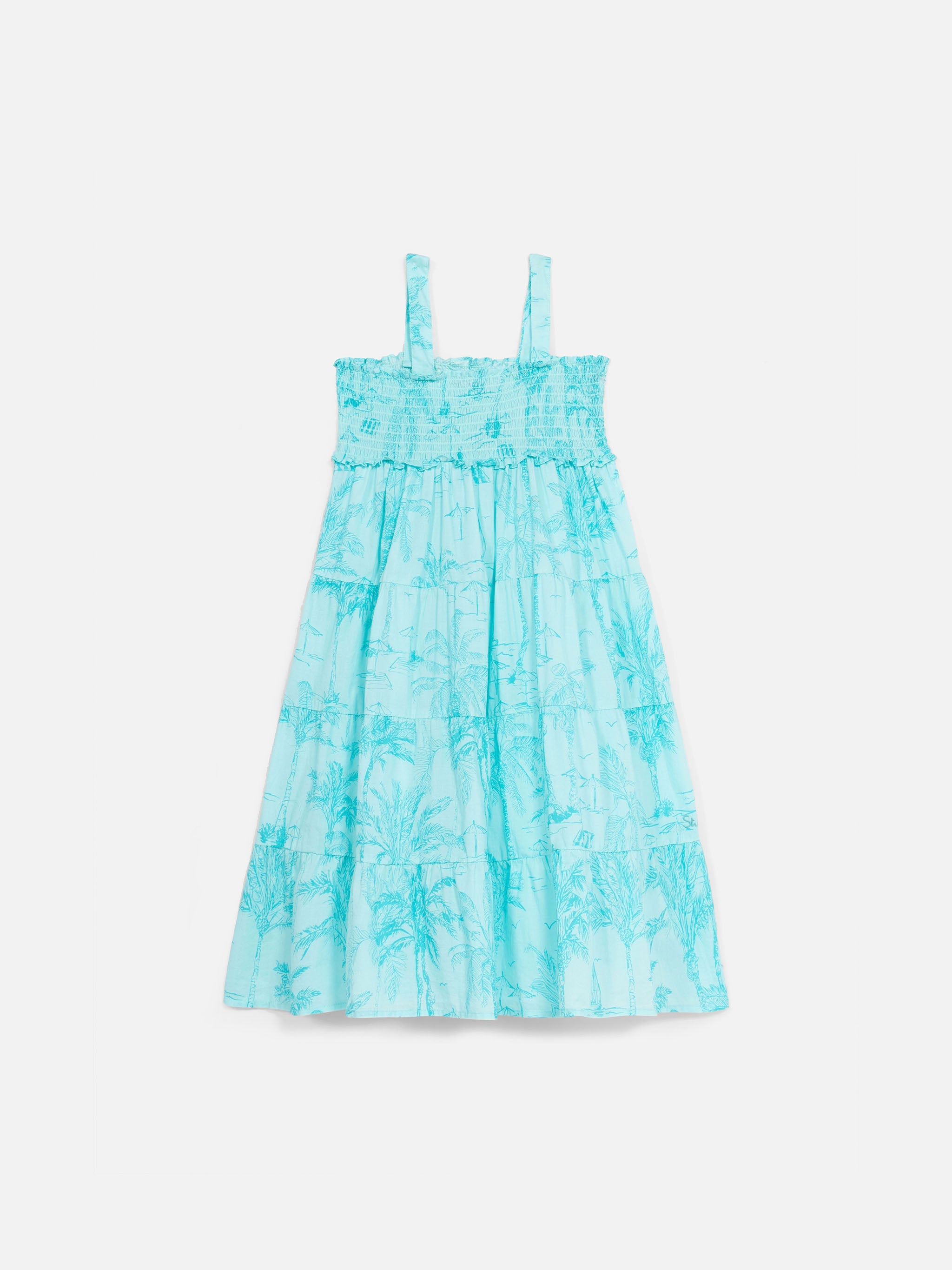 Girl Cotton Dress Jemine Jr With Toile De Jouy Print Verde Acqua