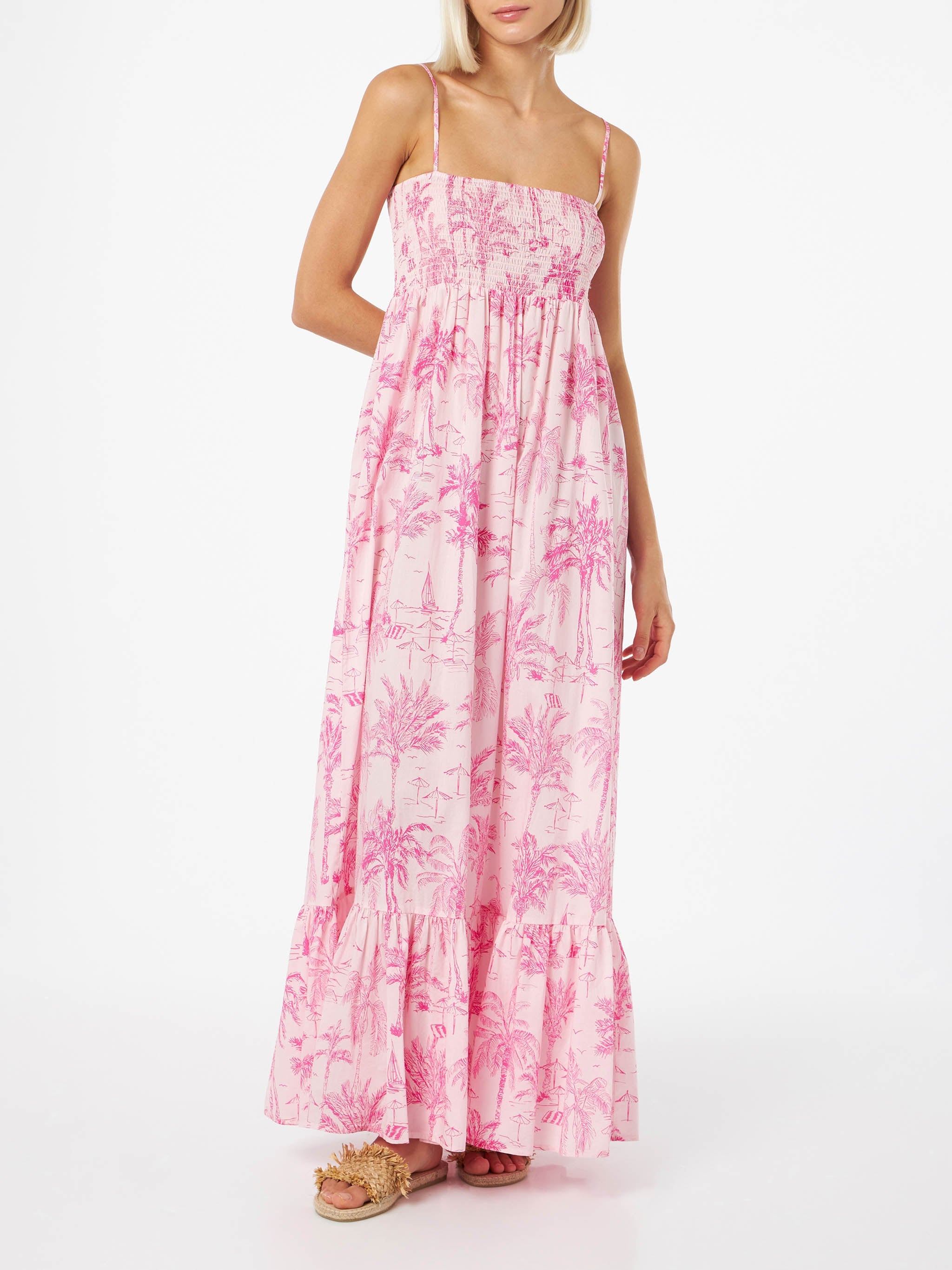 Cotton Jemma Dress With Smocked Embroidery Pink