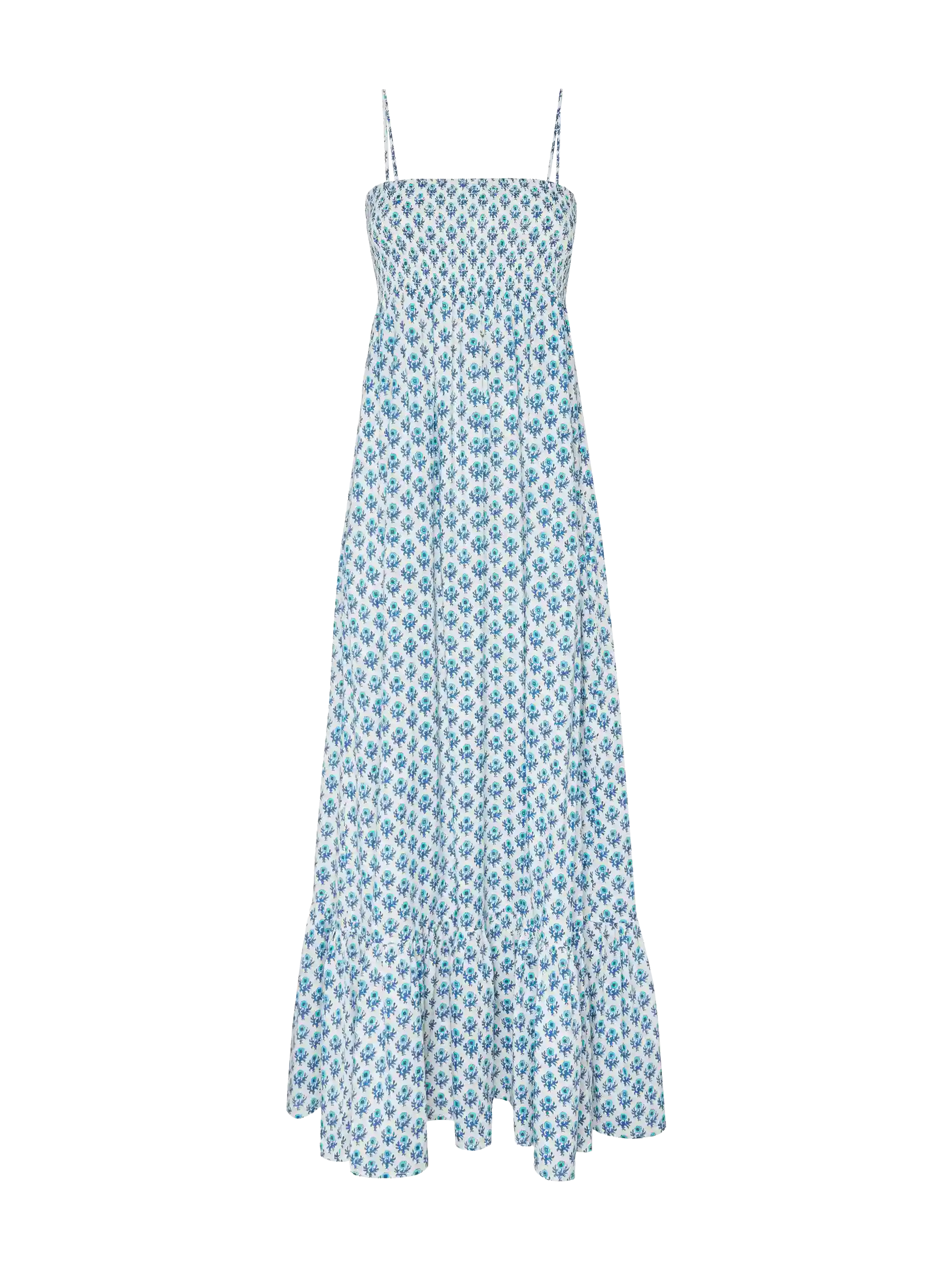 Jemma Cotton Dress With Smocked Embroidered Bodice White