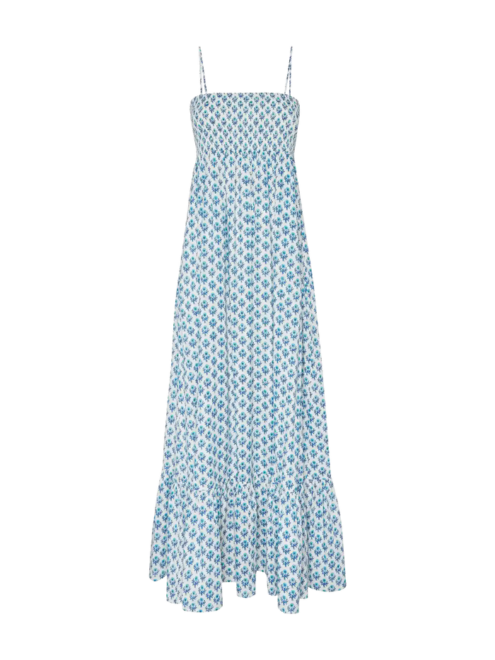 Jemma Cotton Dress With Smocked Embroidered Bodice White