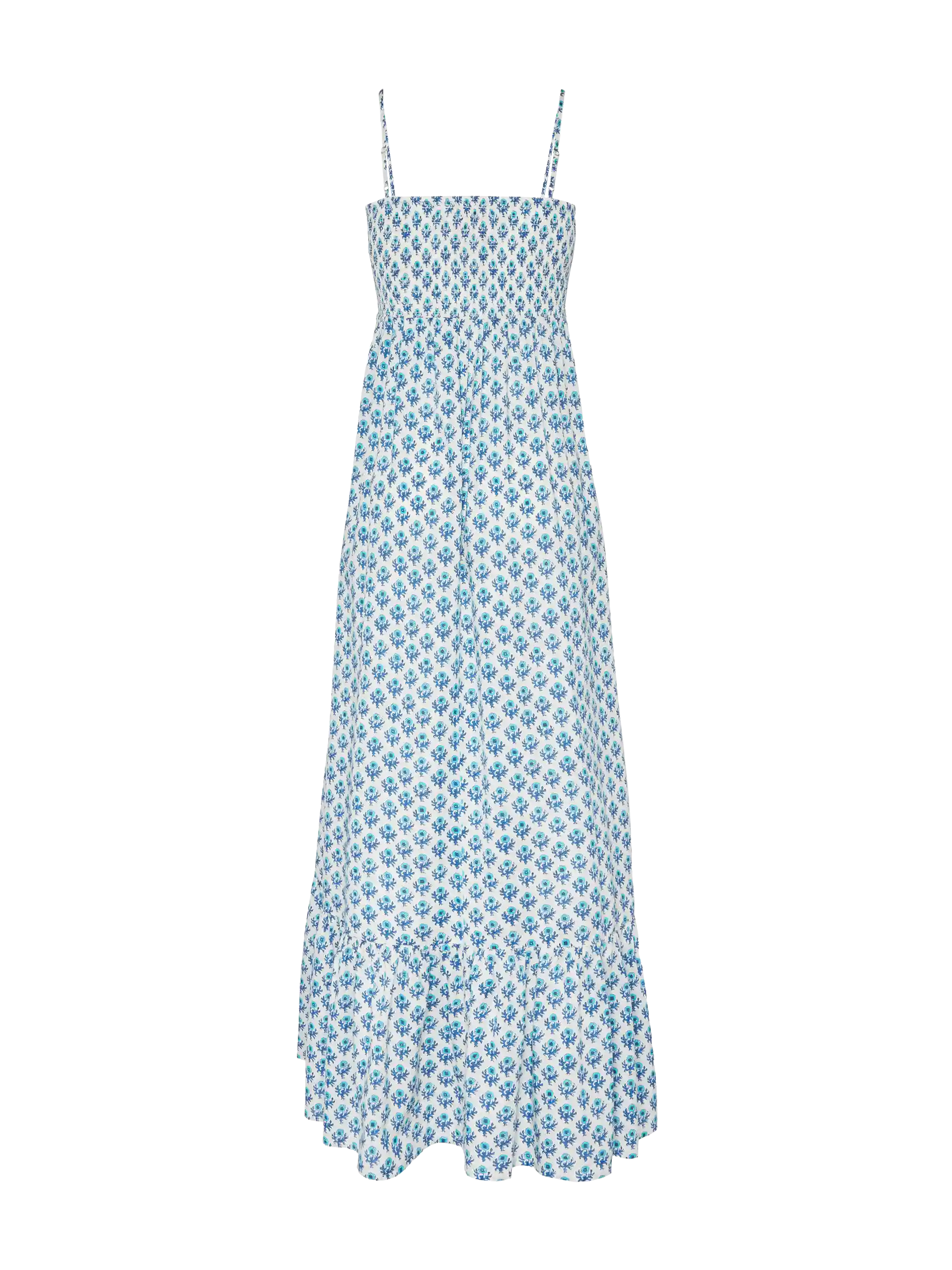 Jemma Cotton Dress With Smocked Embroidered Bodice White