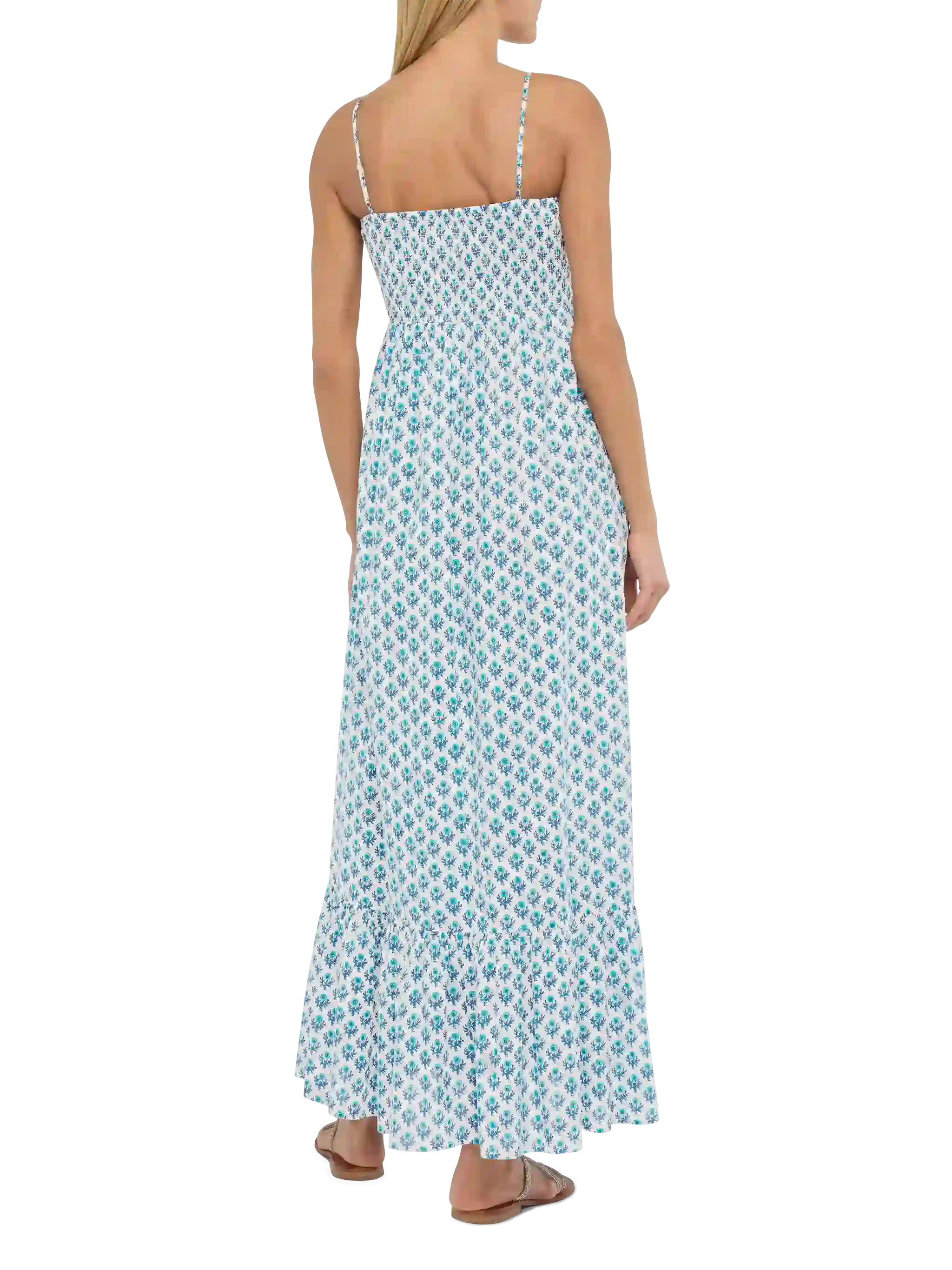 Jemma Cotton Dress With Smocked Embroidered Bodice White