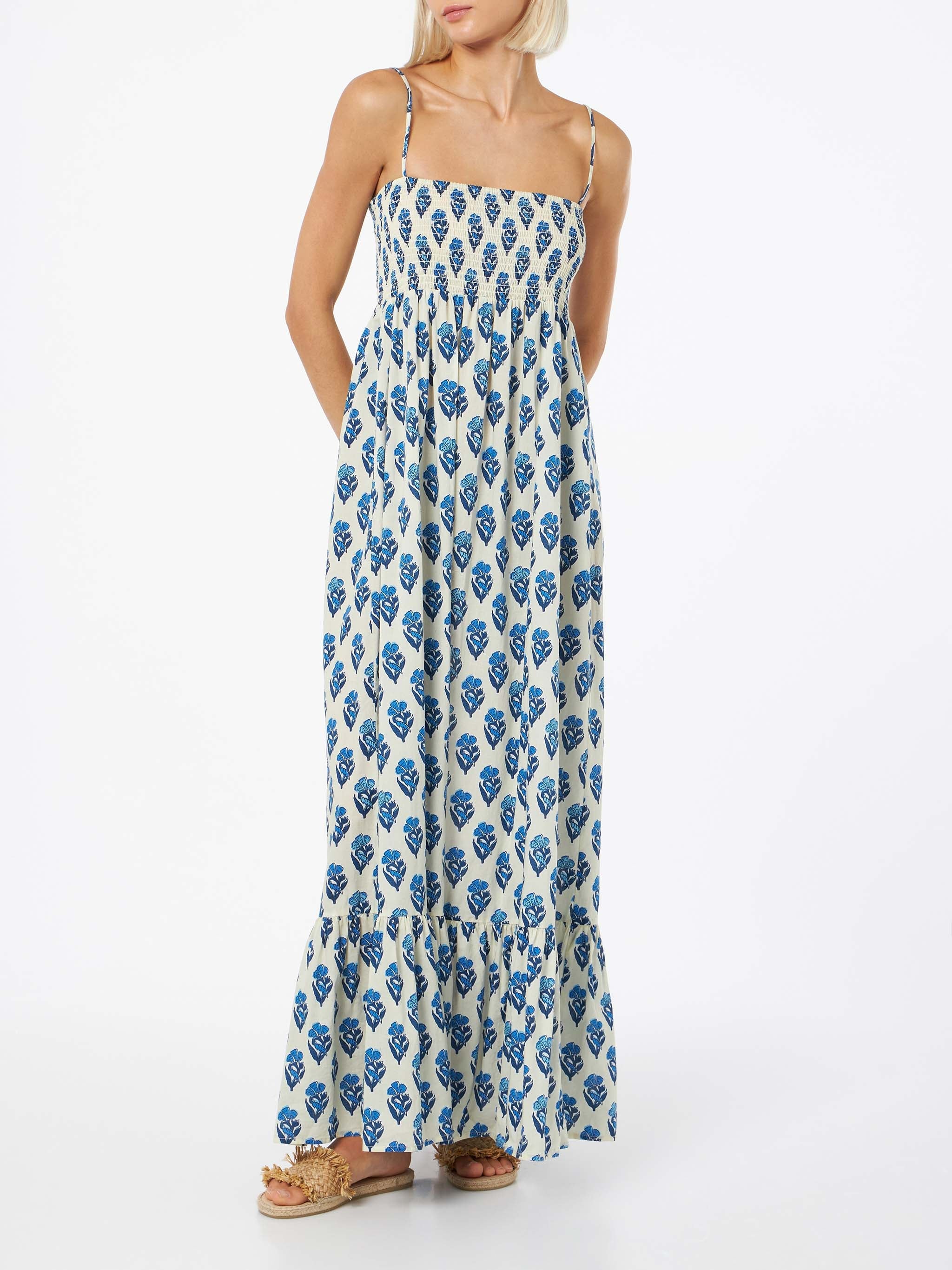 Jemma Cotton Dress With Smocked Embroidery White