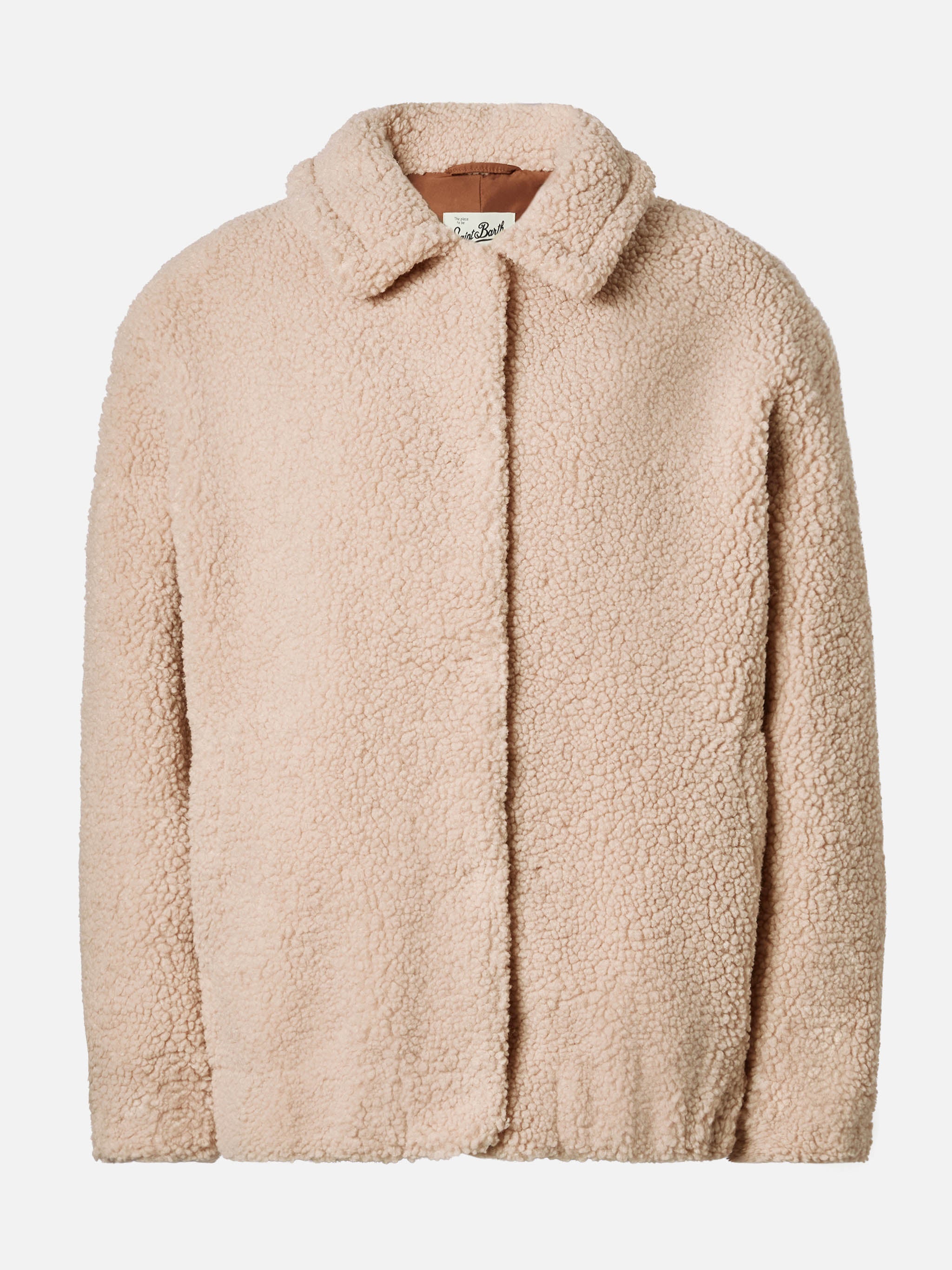 Jeanne Teddy Bomber With Back Patch White Jacket