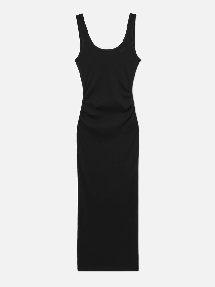Midi Jennifer Dress Black Ribbed Stretch Cotton Fabric