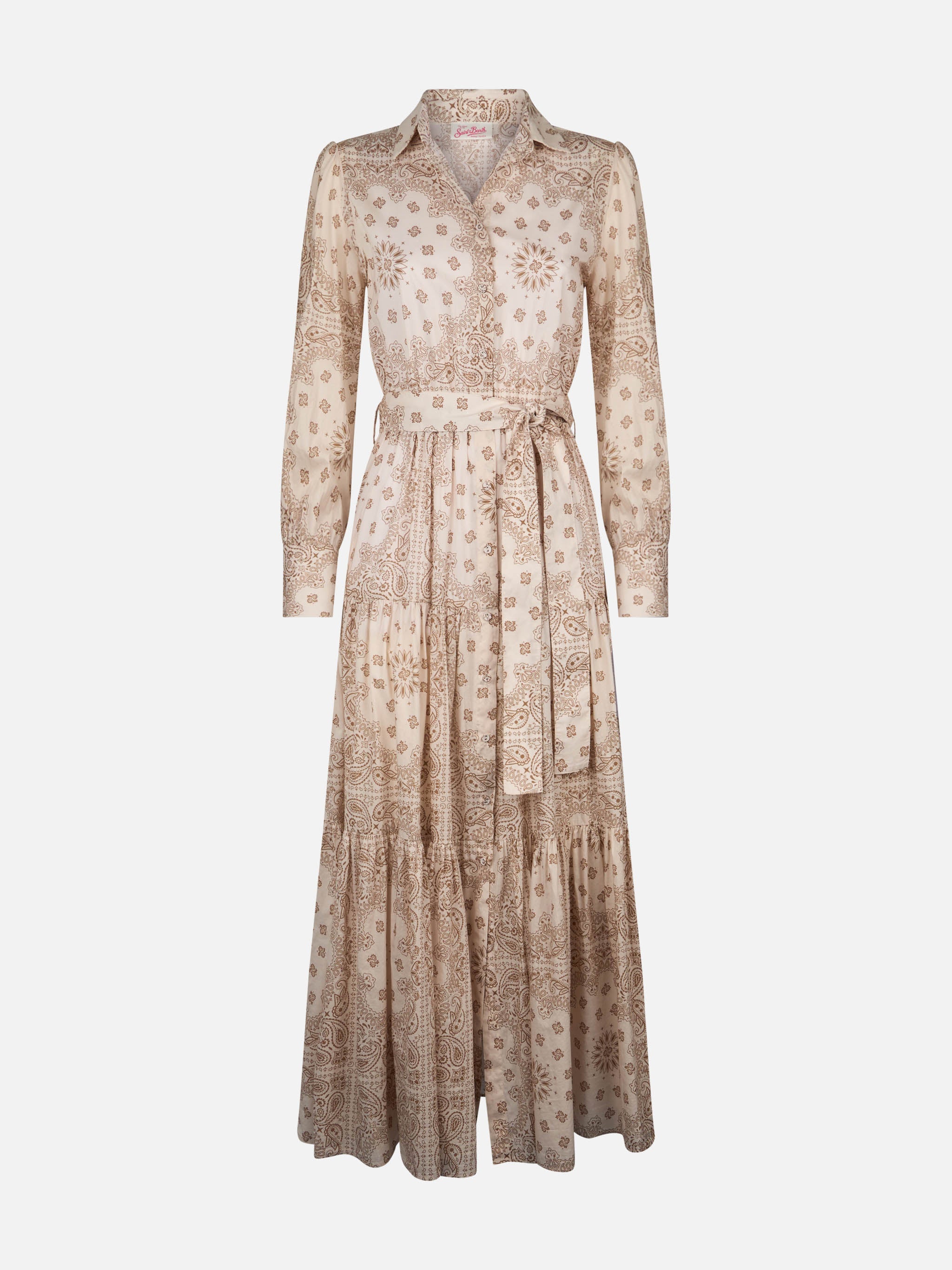 Beige Bandana Jensen Cotton Dress White