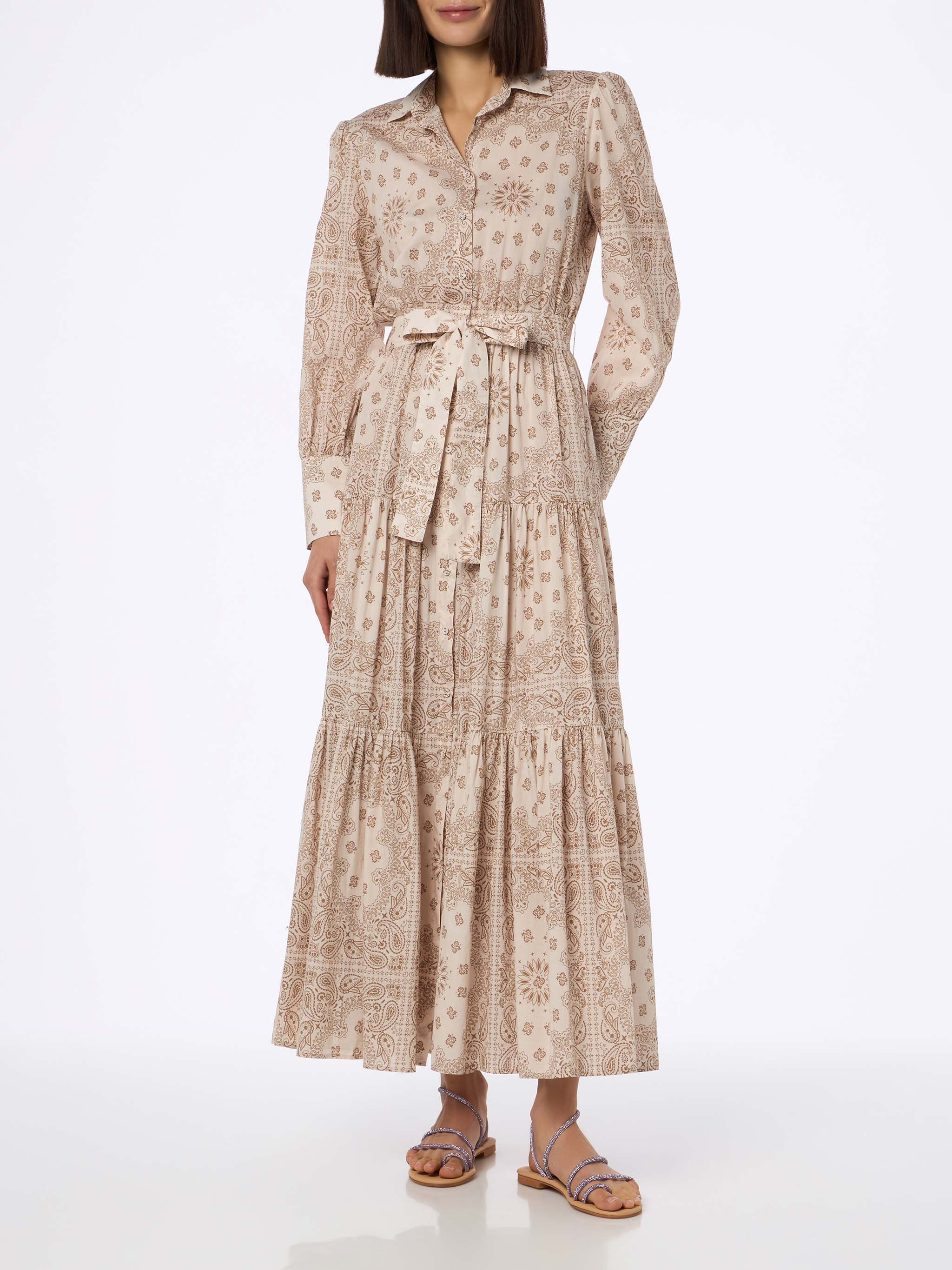Beige Bandana Jensen Cotton Dress White