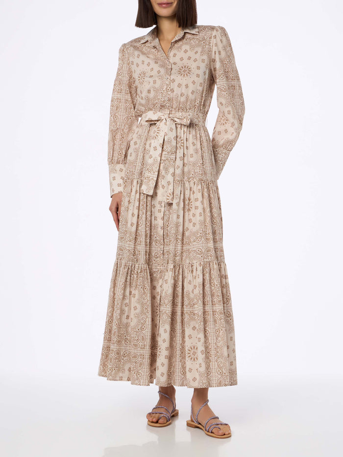 Beige Bandana Jensen Cotton Dress White