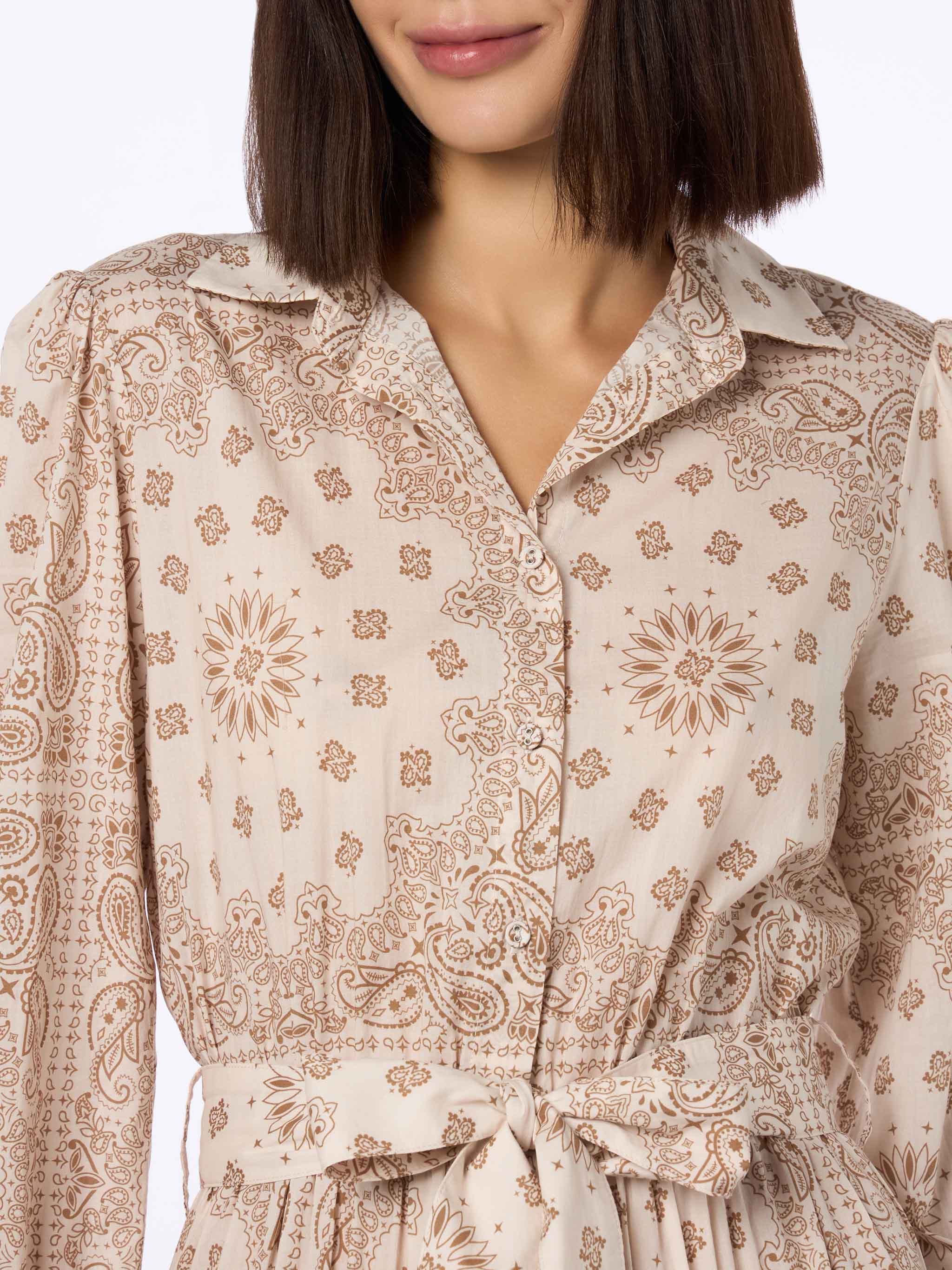 Beige Bandana Jensen Cotton Dress White