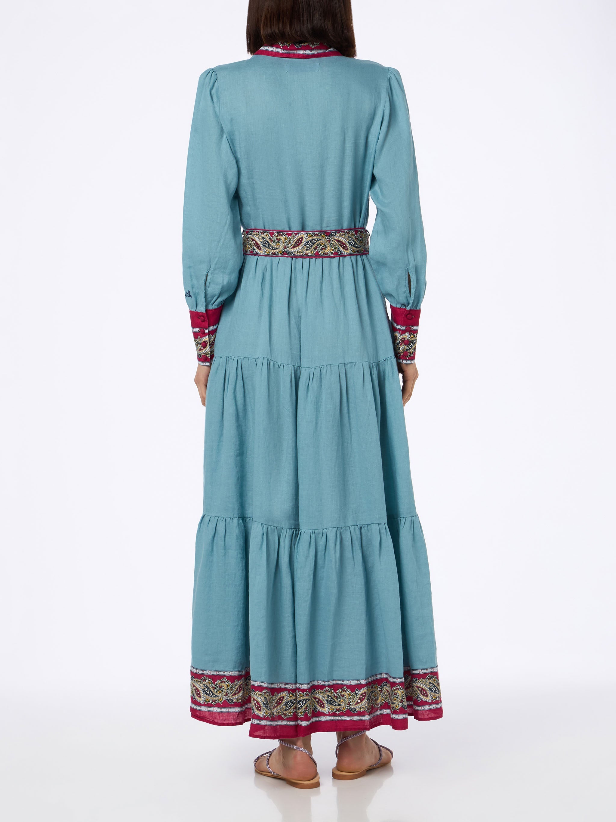 Light Blue Paisley Jensen Linen Dress