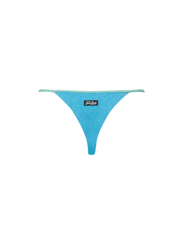 Turquoise Lurex Jodene Swim Briefs Sky Bottom