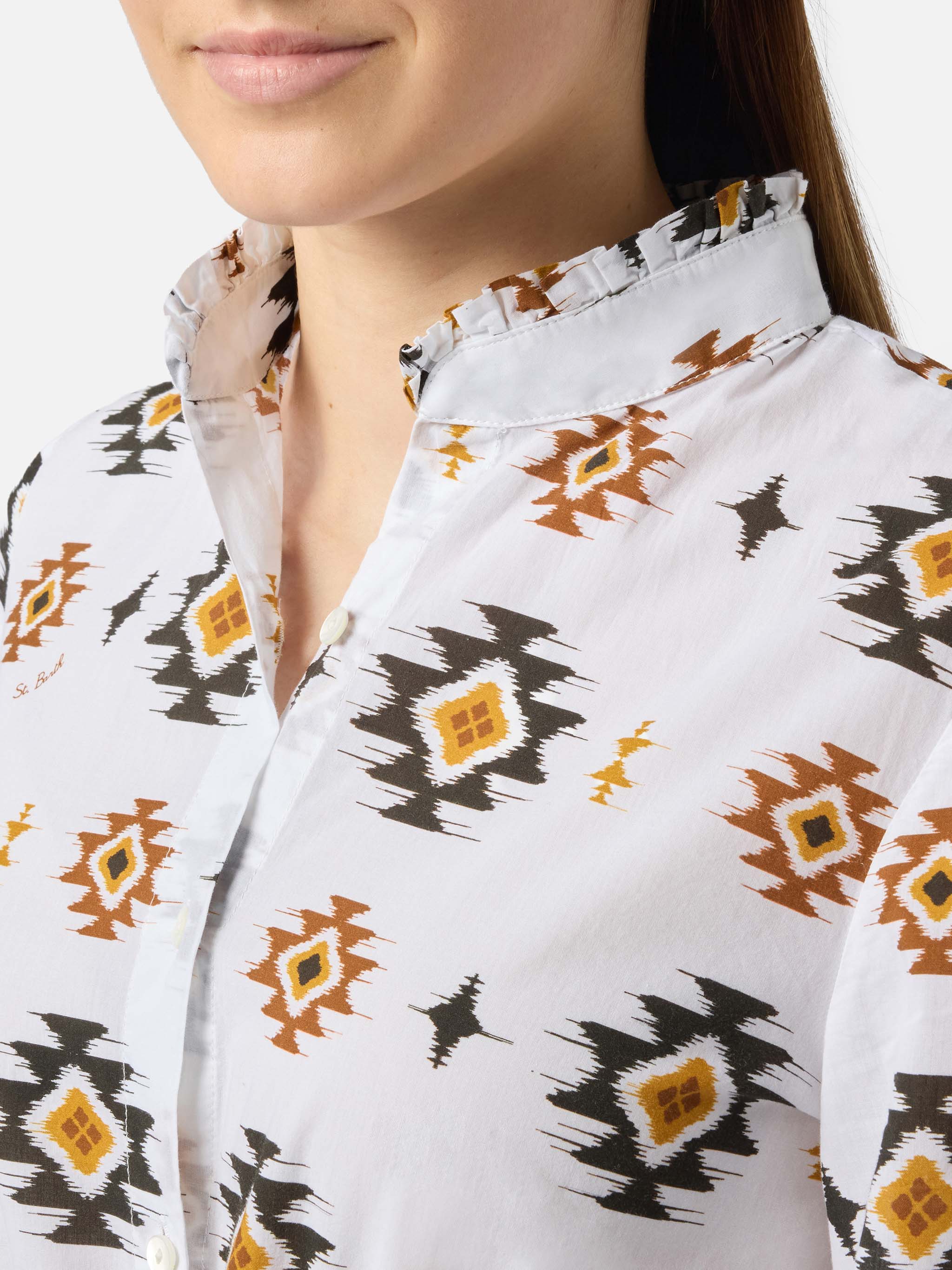 Long Beach Dress Jodie With Navajo Print White