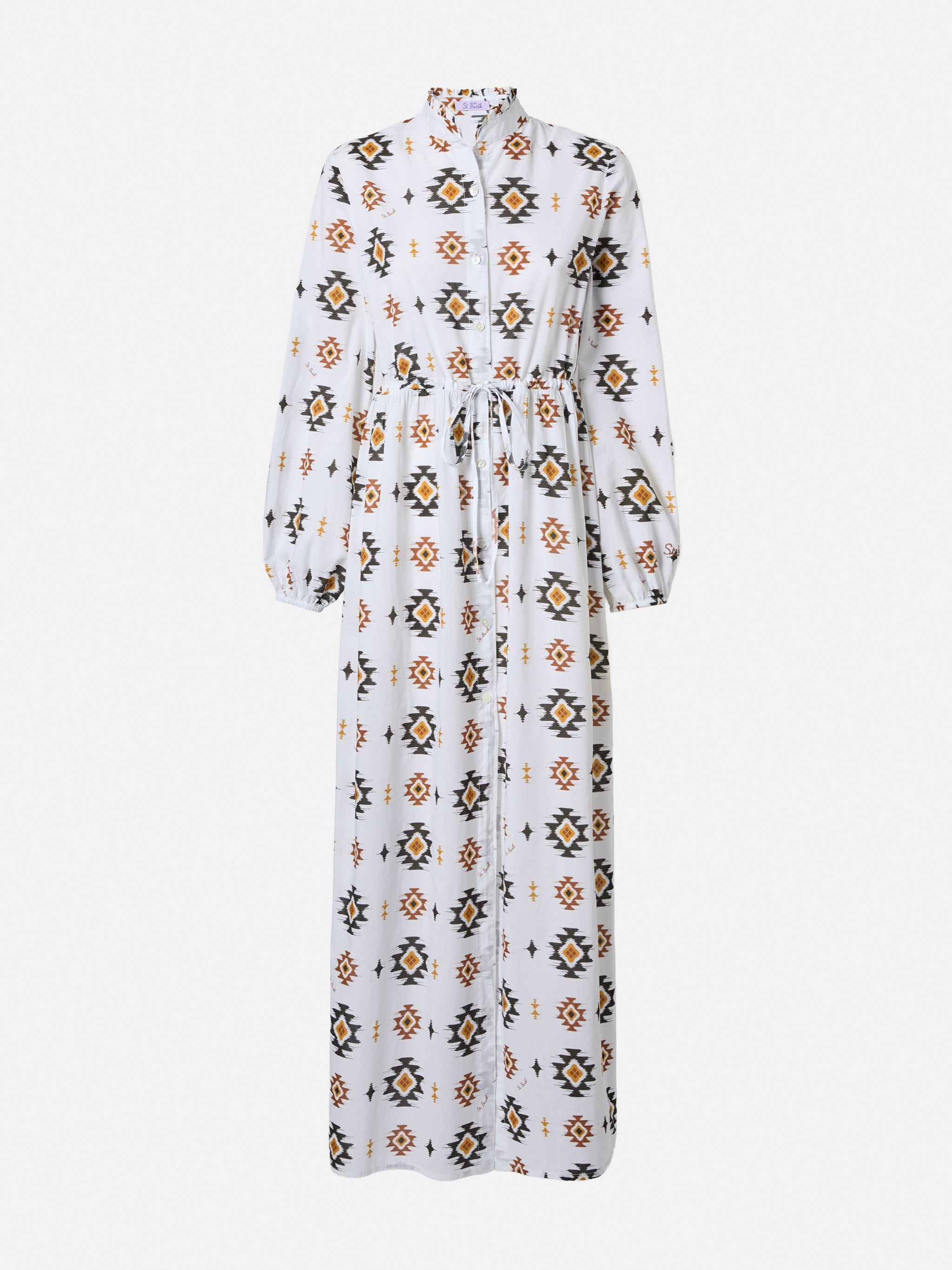 Long Beach Dress Jodie With Navajo Print White