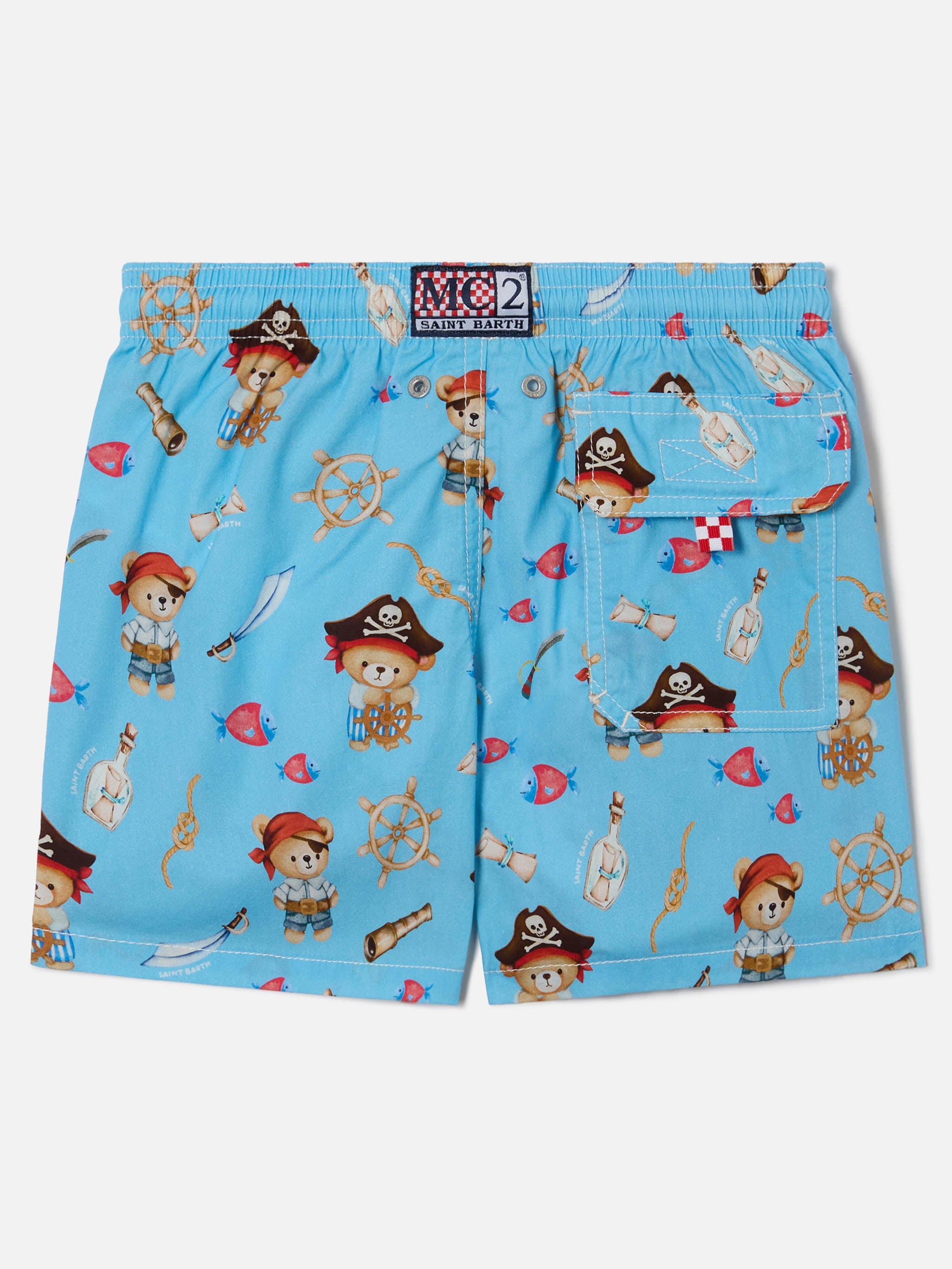 Joell Swim Shorts With All-Over Pirate Bears Print Blue Swimshort