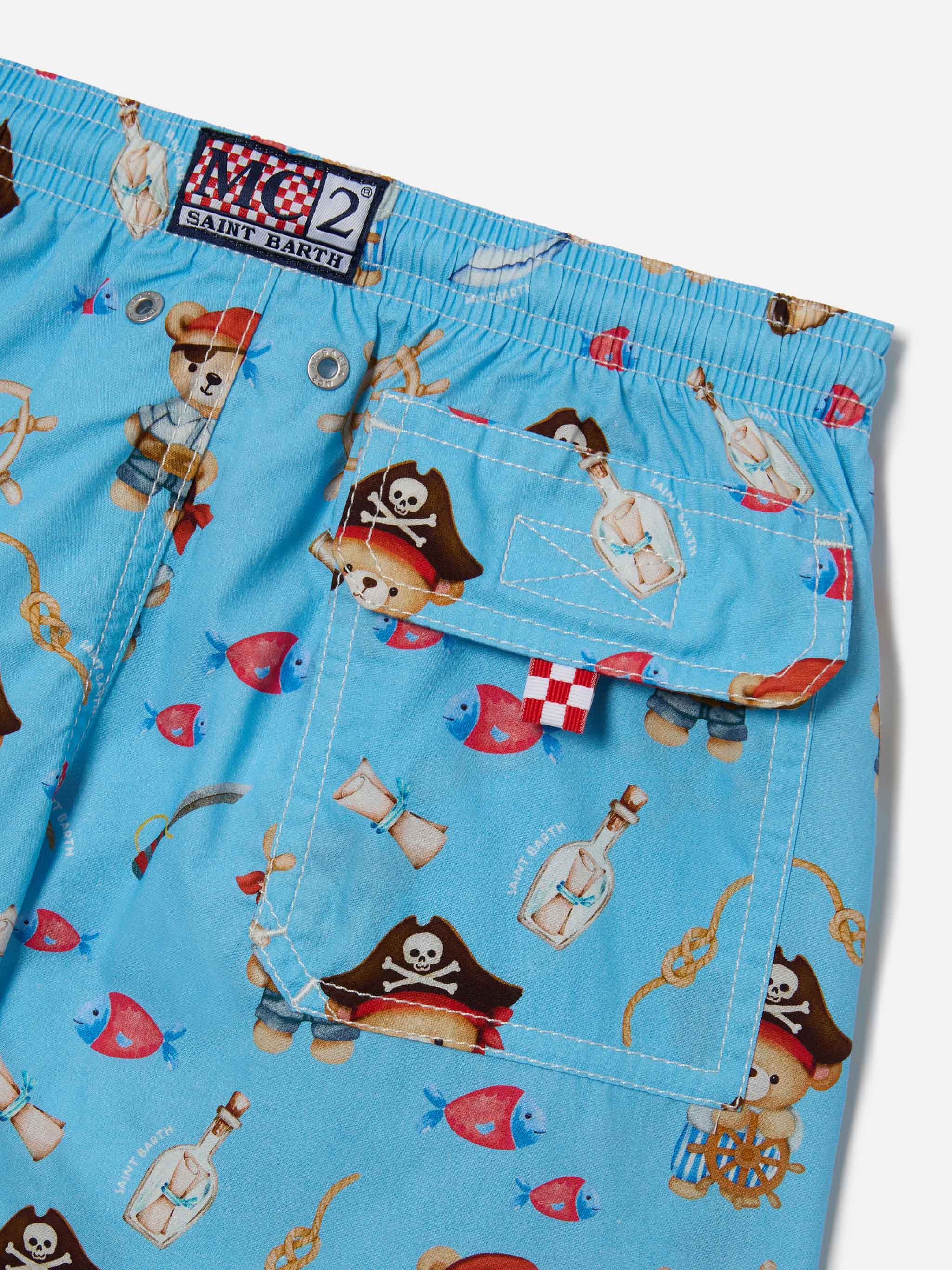 Joell Swim Shorts With All-Over Pirate Bears Print Blue Swimshort