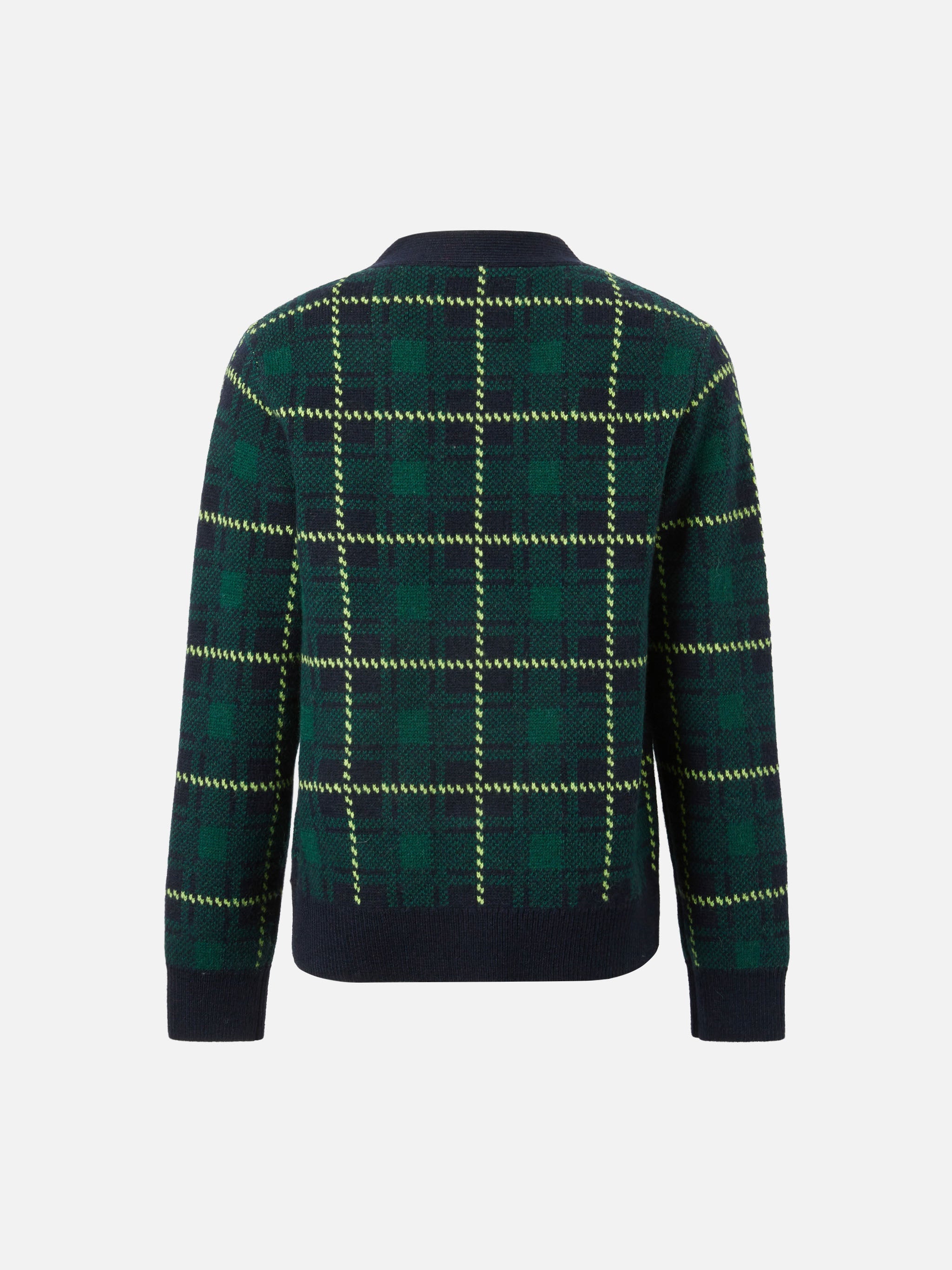 Boy Cardigan With Tartan Jacquard Blue