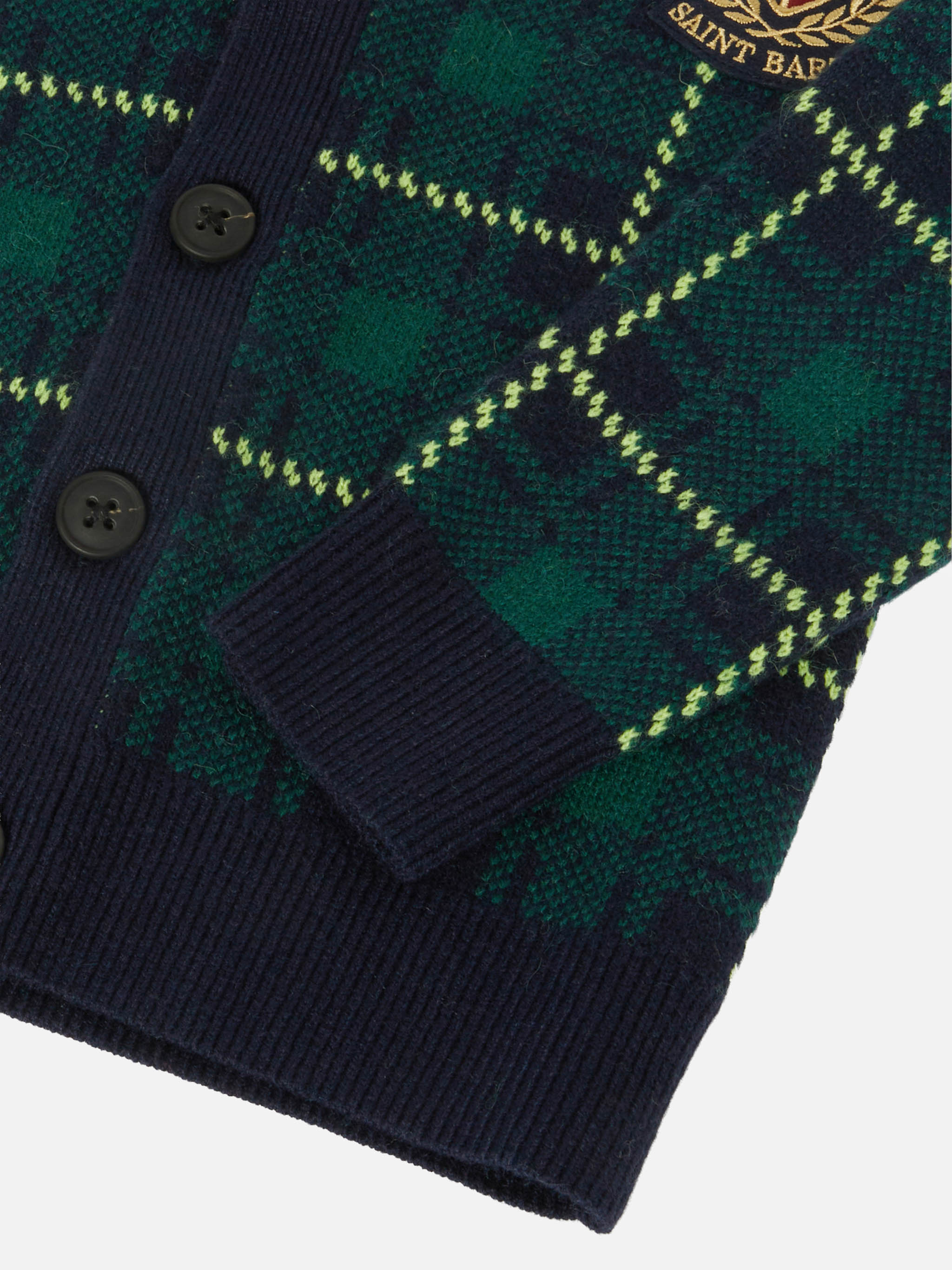 Boy Cardigan With Tartan Jacquard Blue