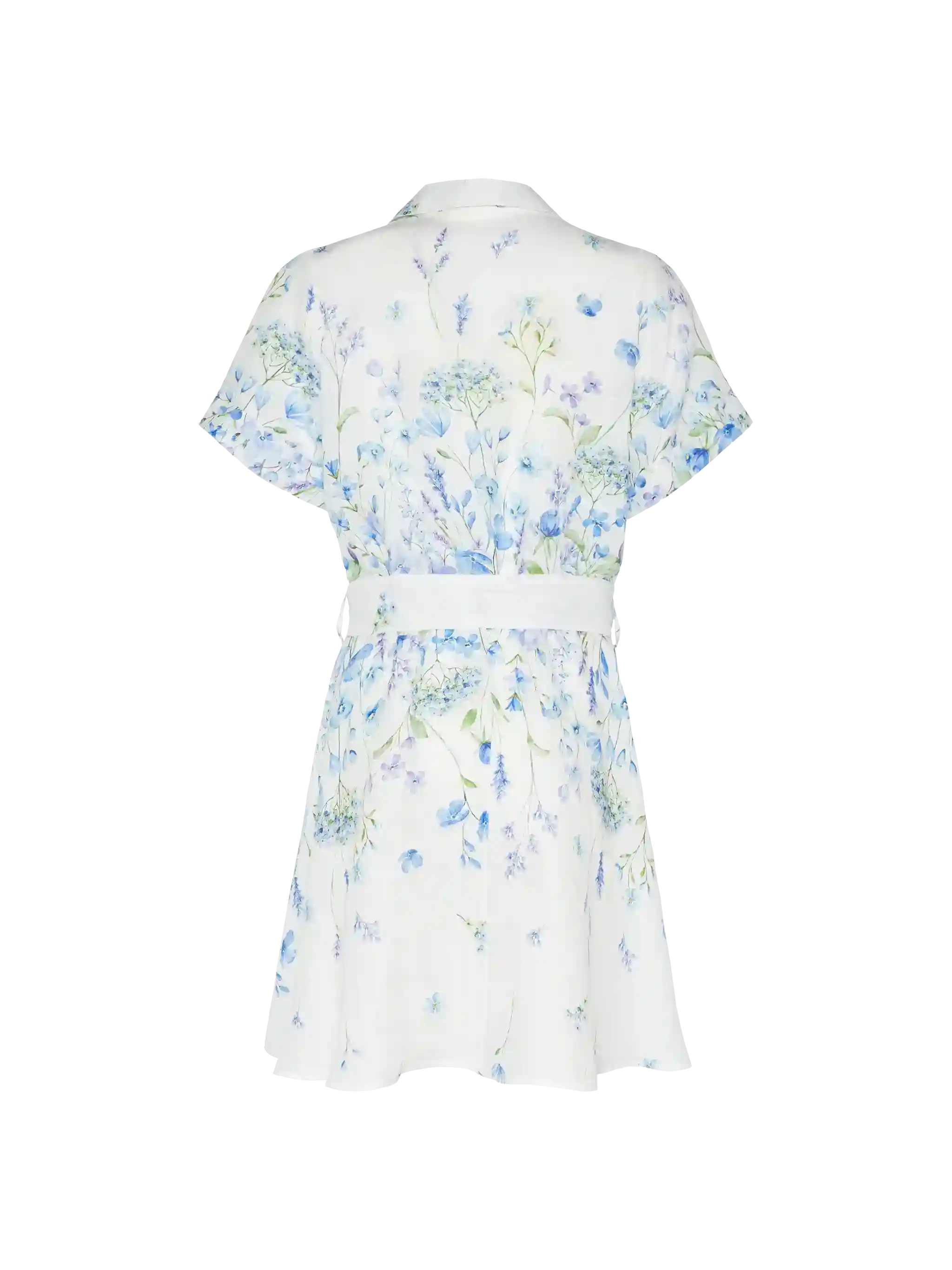 Joseline Linen Dress With Floral Print White