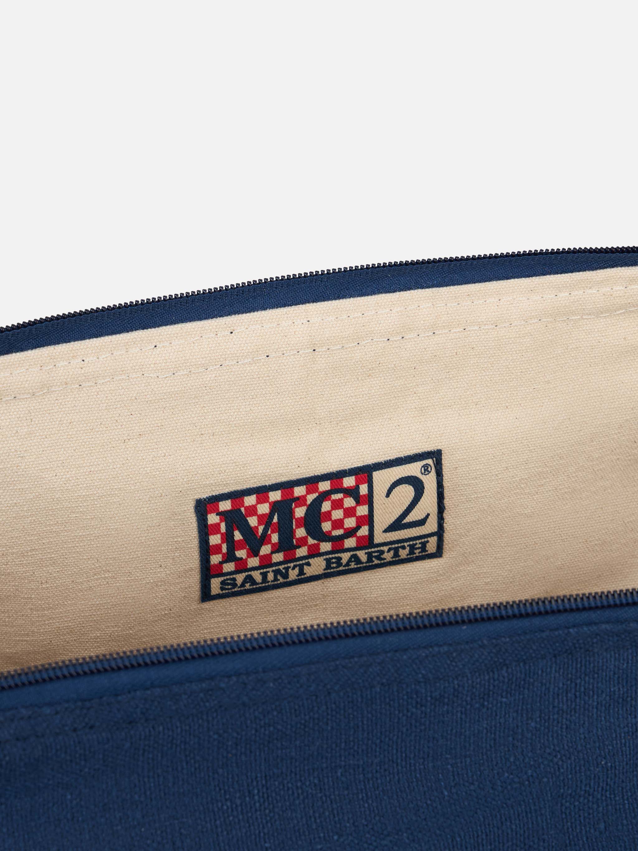 Blue Linen Travel Duffle Bag Jetleg