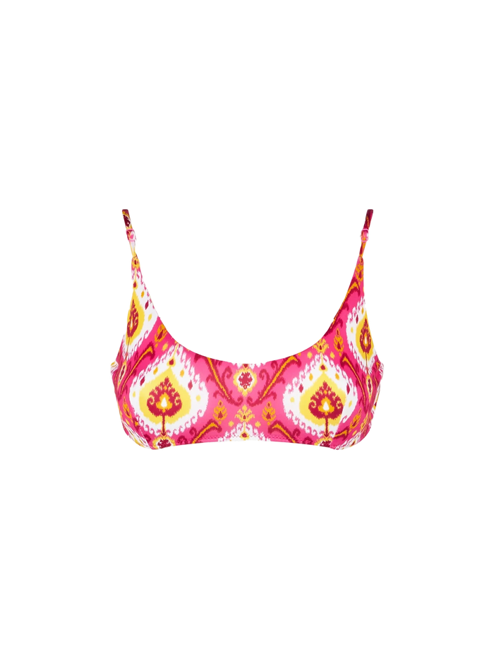 Judy Ikat Print Bralette Bikini Top Pink