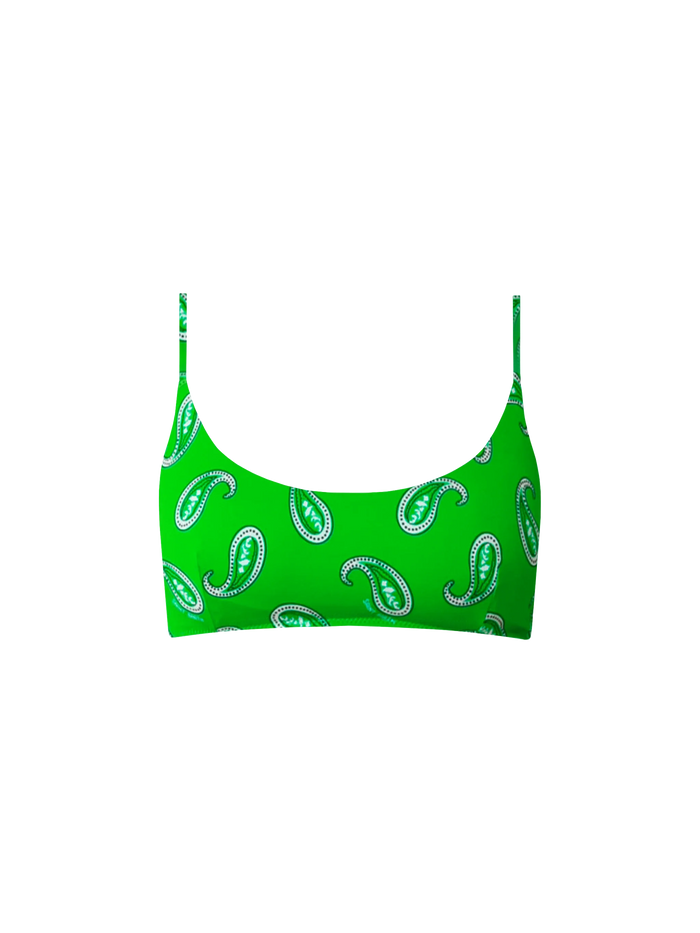 Green Judy Paisley Print Bralette Bikini Top
