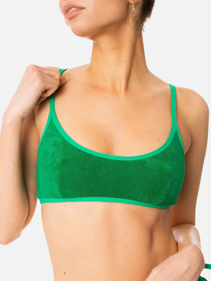 Green Judy Terry Bralette Bikini Top