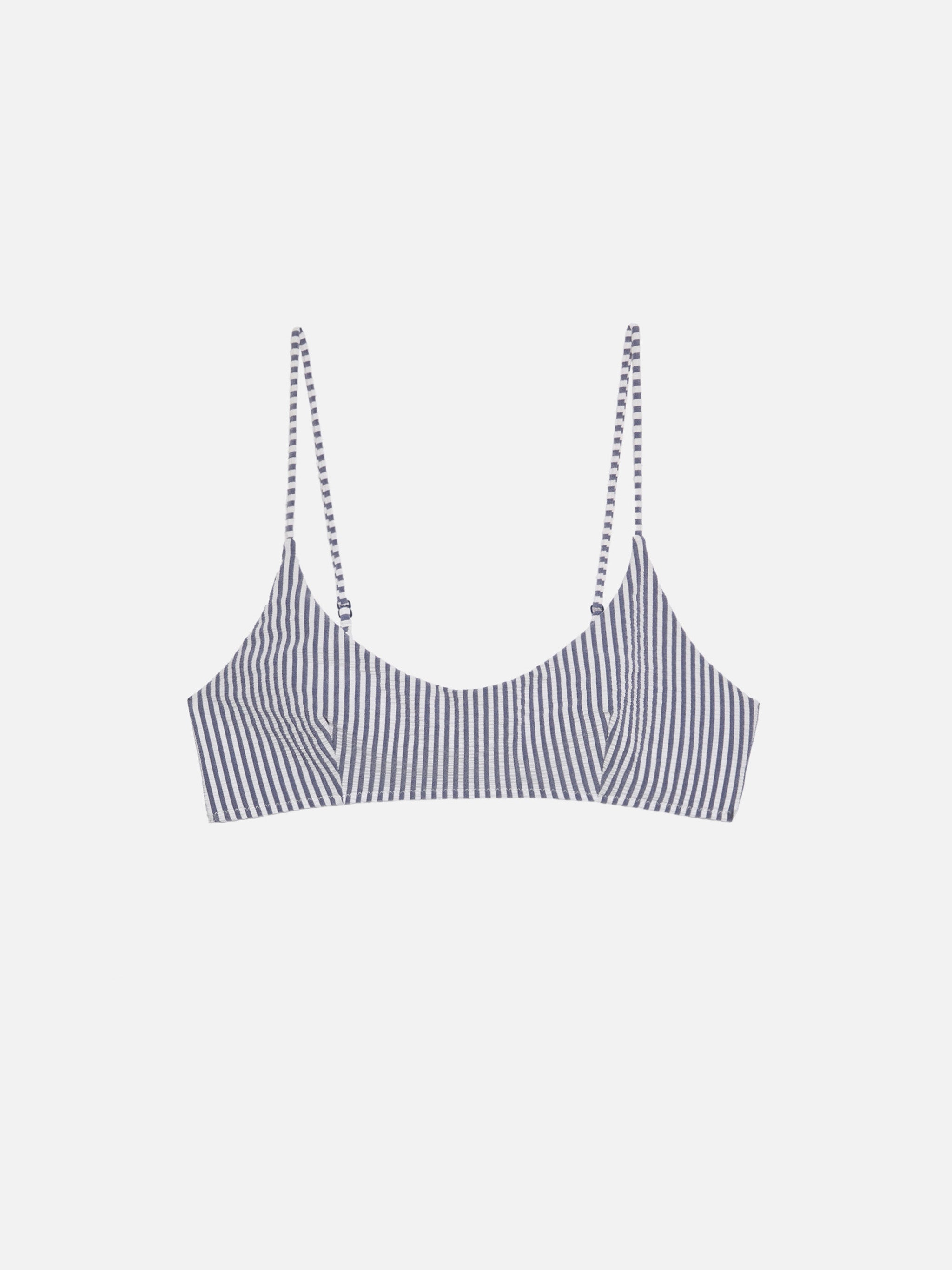 Judy Seersucker Bralette Top With Striped Print Blue