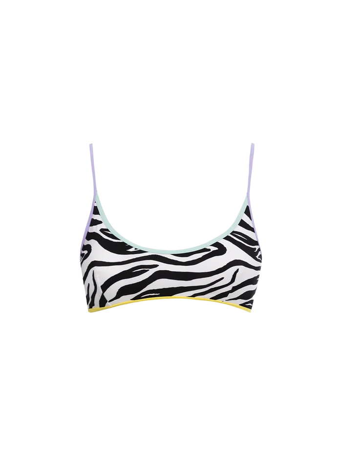 Judy String Zebra Print Bralette Bikini Top White