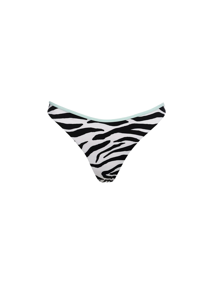 Naomi String Zebra Print Cheeky Swim Briefs White Bottom