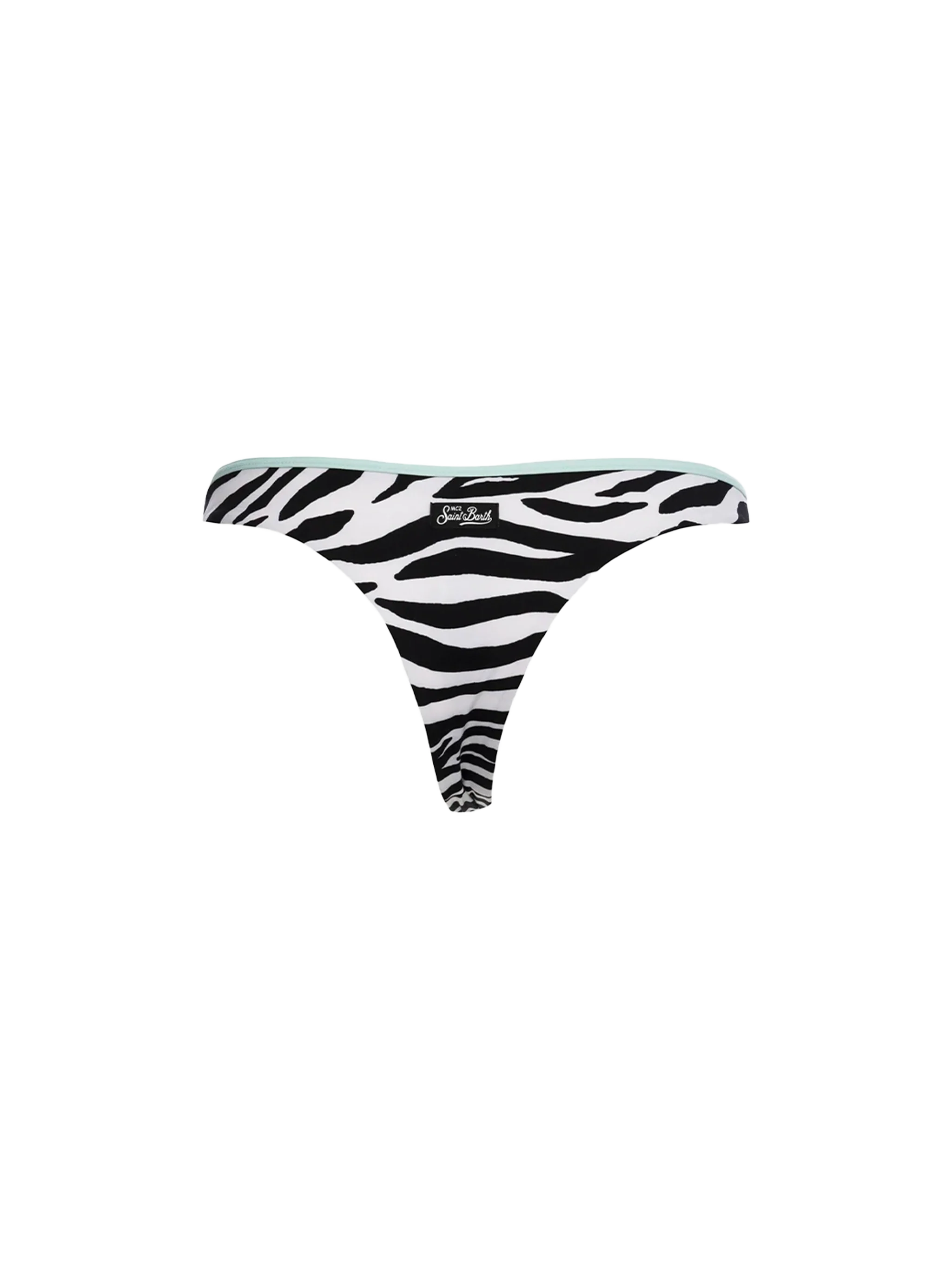 Naomi String Zebra Print Cheeky Swim Briefs White Bottom