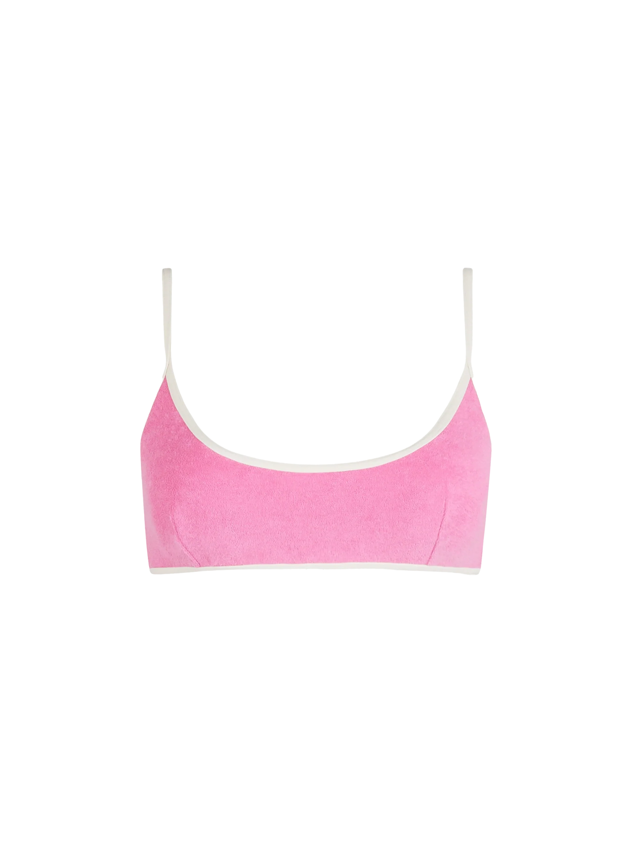 Terry Judy Bralette Bikini Top With Piping Pink