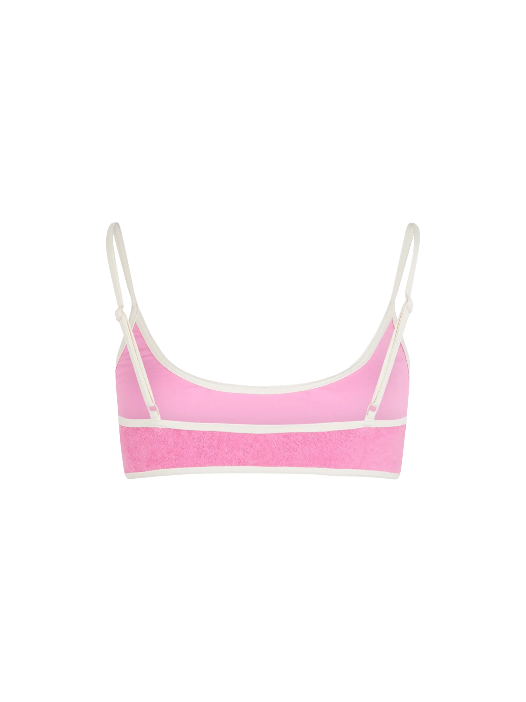 Terry Judy Bralette Bikini Top With Piping Pink