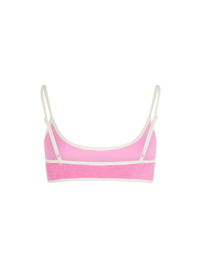 Terry Judy Bralette Bikini Top With Piping Pink