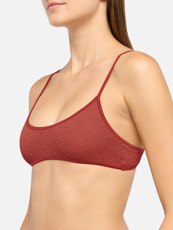 Judy Rust Orange Crinkle Bralette Top Red