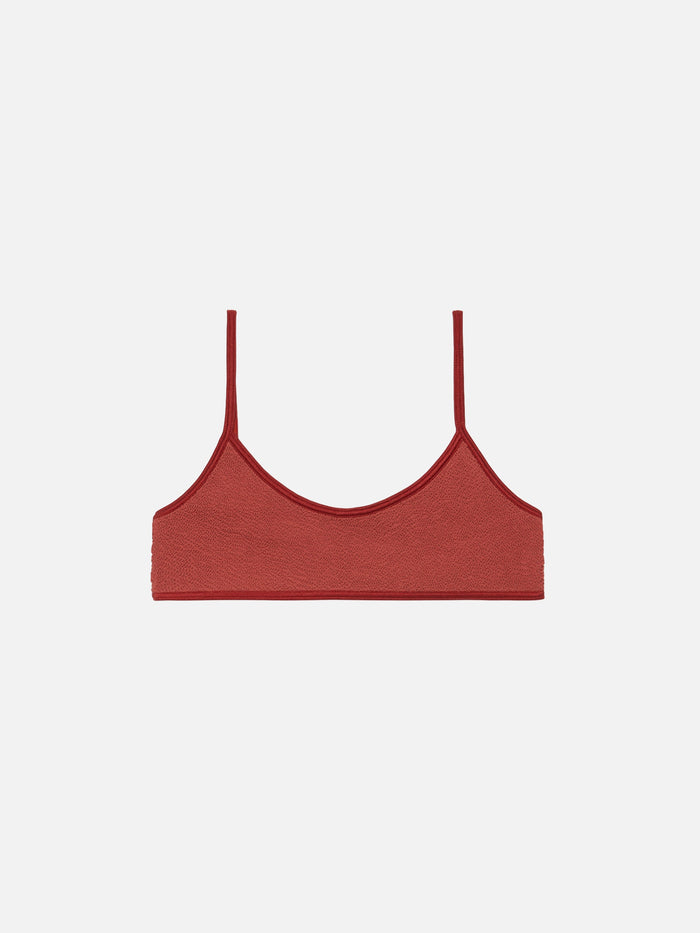 Judy Rust Orange Crinkle Bralette Top Red