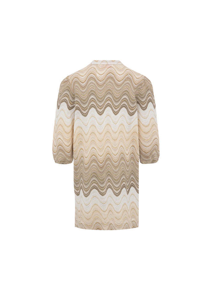 Jumeira Jr Gold Raschel Knit Short Dress Beige Beach Robe