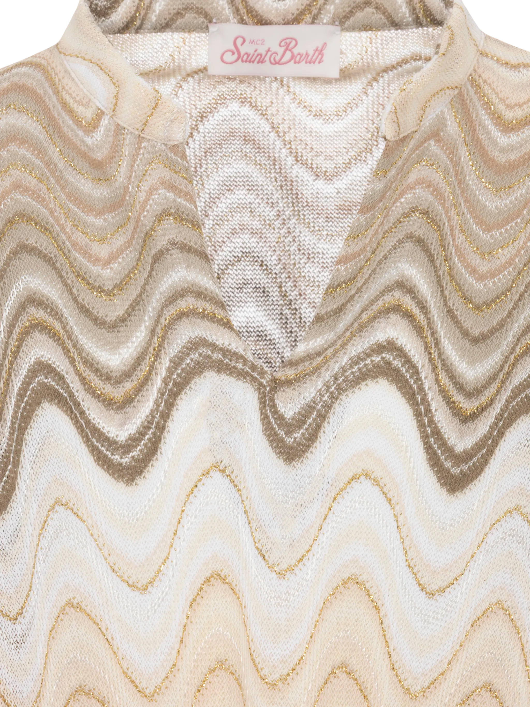 Jumeira Jr Gold Raschel Knit Short Dress Beige Beach Robe