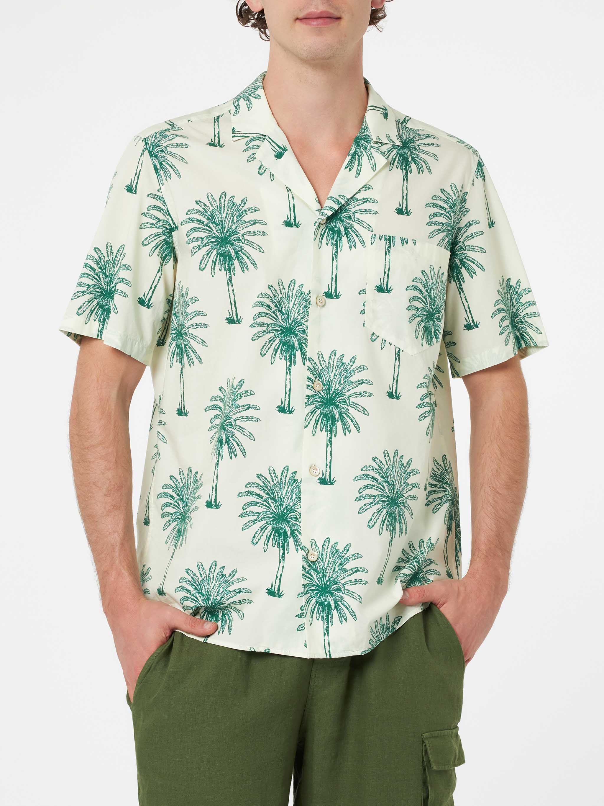 Man Cotton Shirt Kalea With Palm Print White