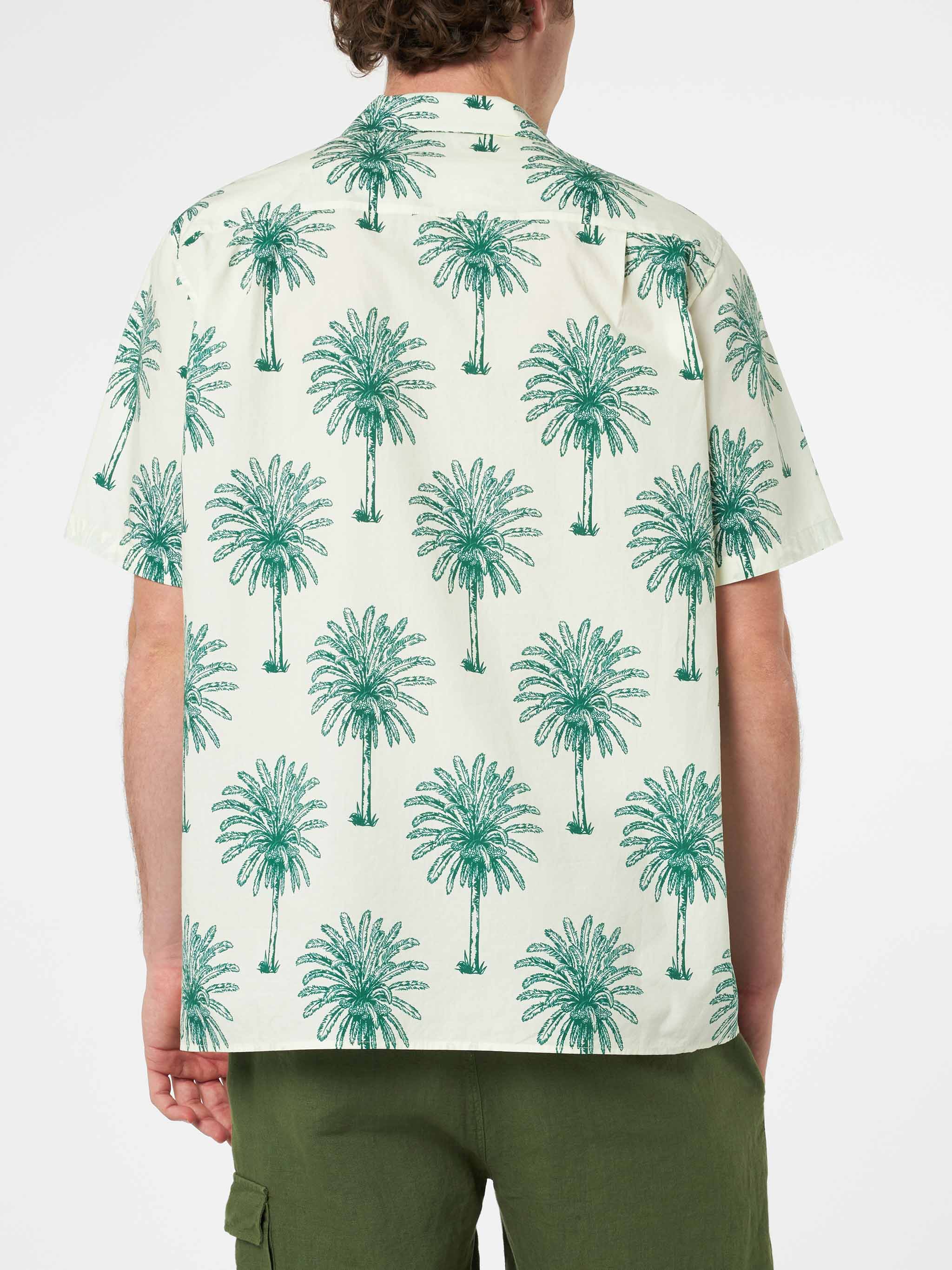 Man Cotton Shirt Kalea With Palm Print White