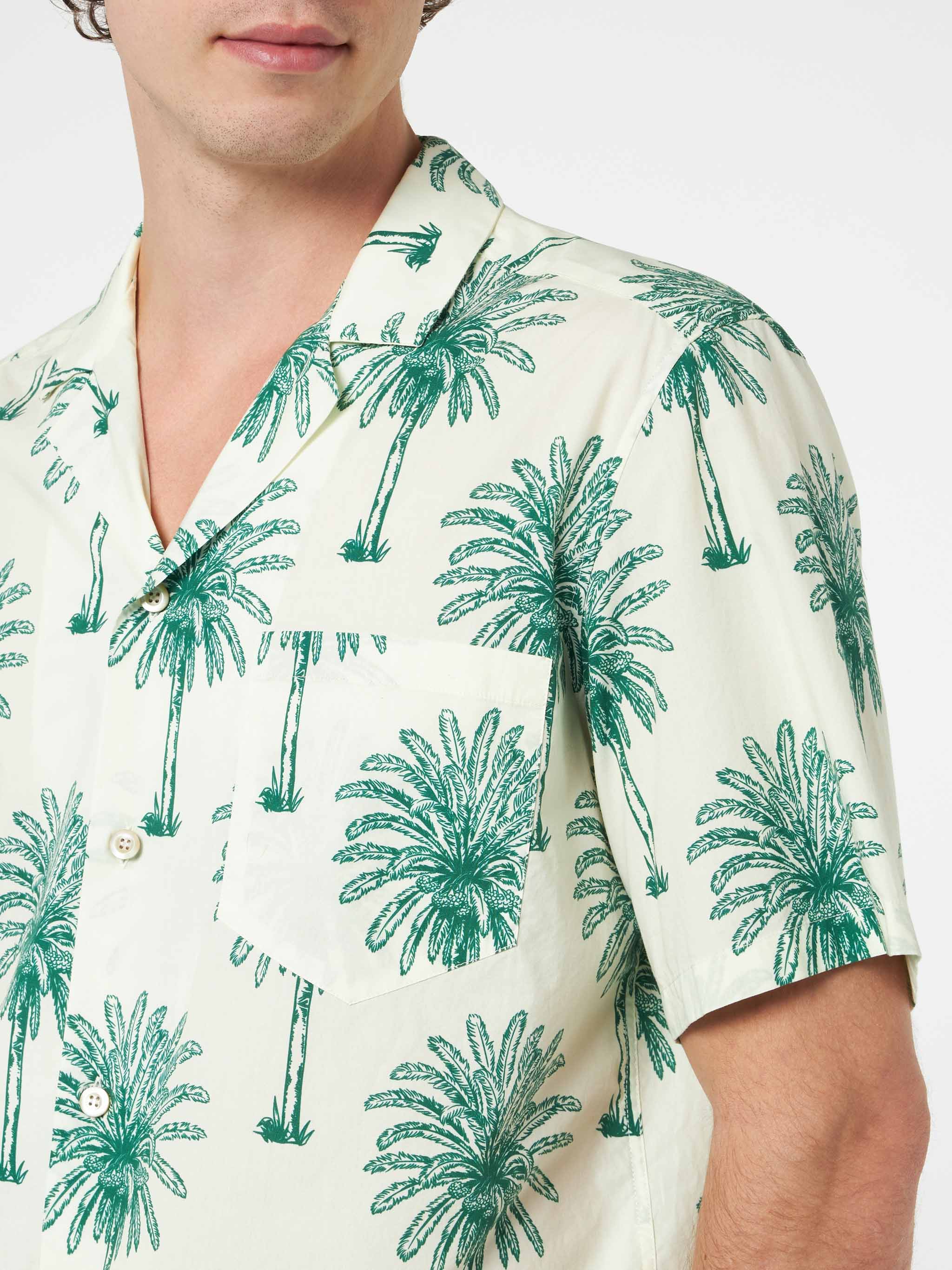 Man Cotton Shirt Kalea With Palm Print White