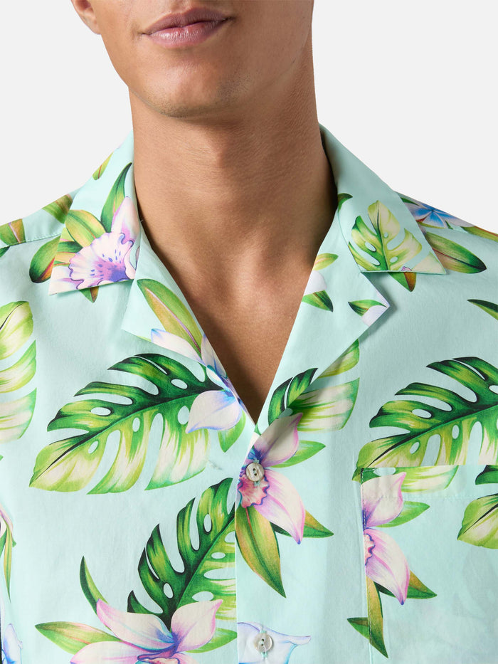 Kalea Cotton Shirt With Floral Print Green