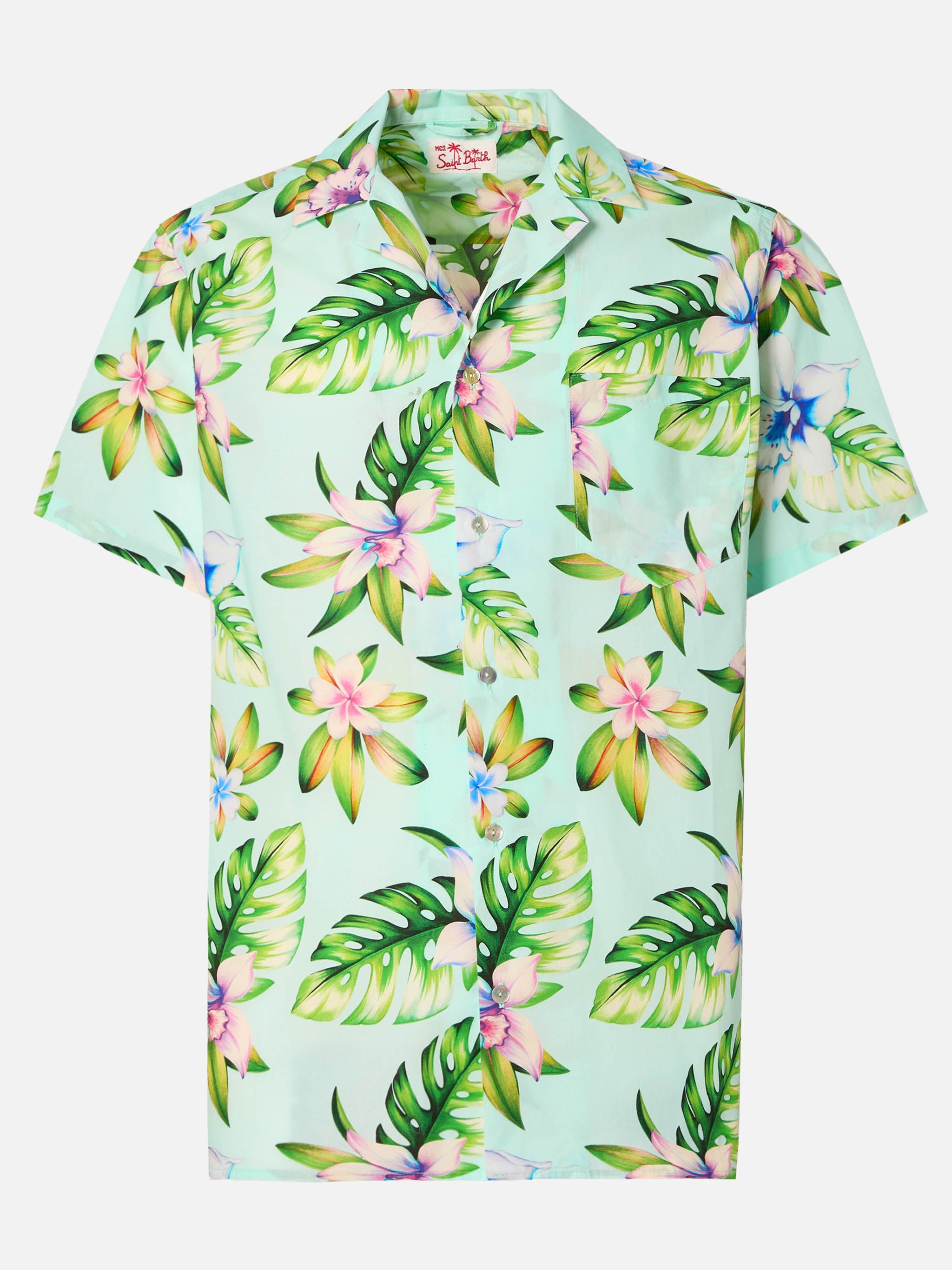Kalea Cotton Shirt With Floral Print Green