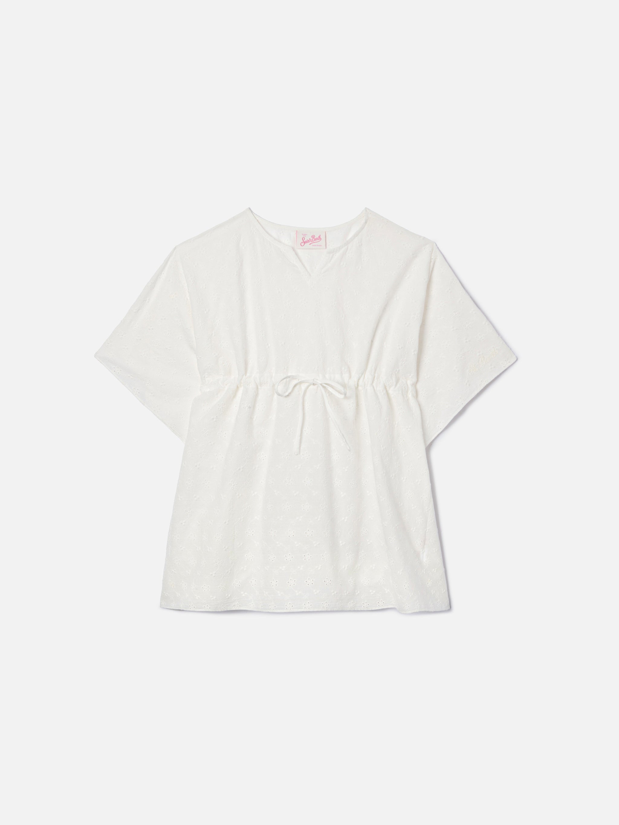 Kate Cotton Broderie Short Kaftan White Beach Robe