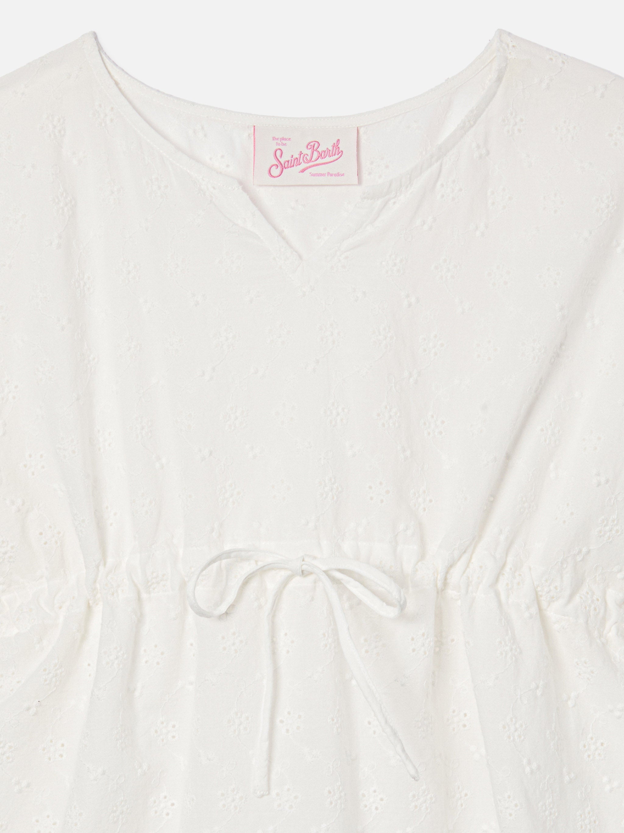 Kate Cotton Broderie Short Kaftan White Beach Robe
